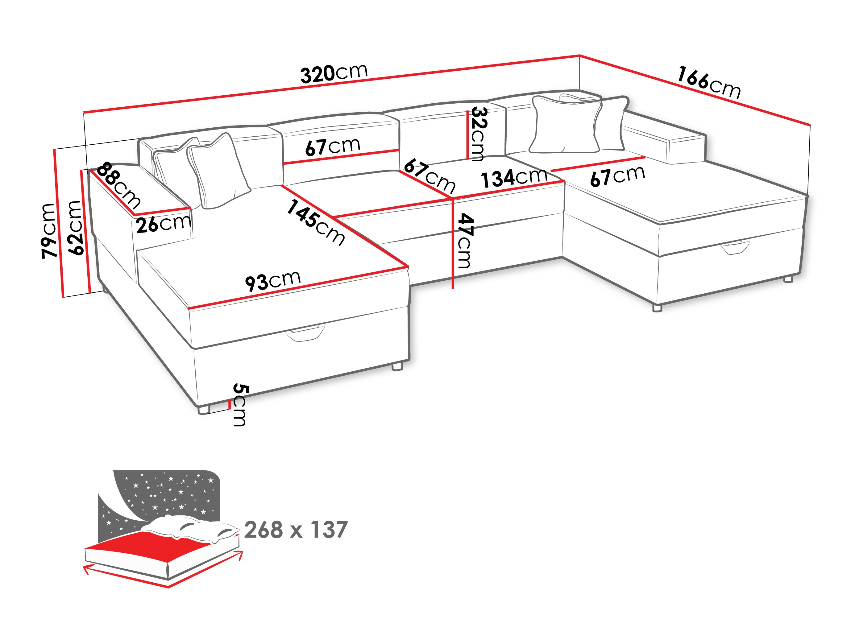 Sofá rinconero Clovis 115 (Coral 45)