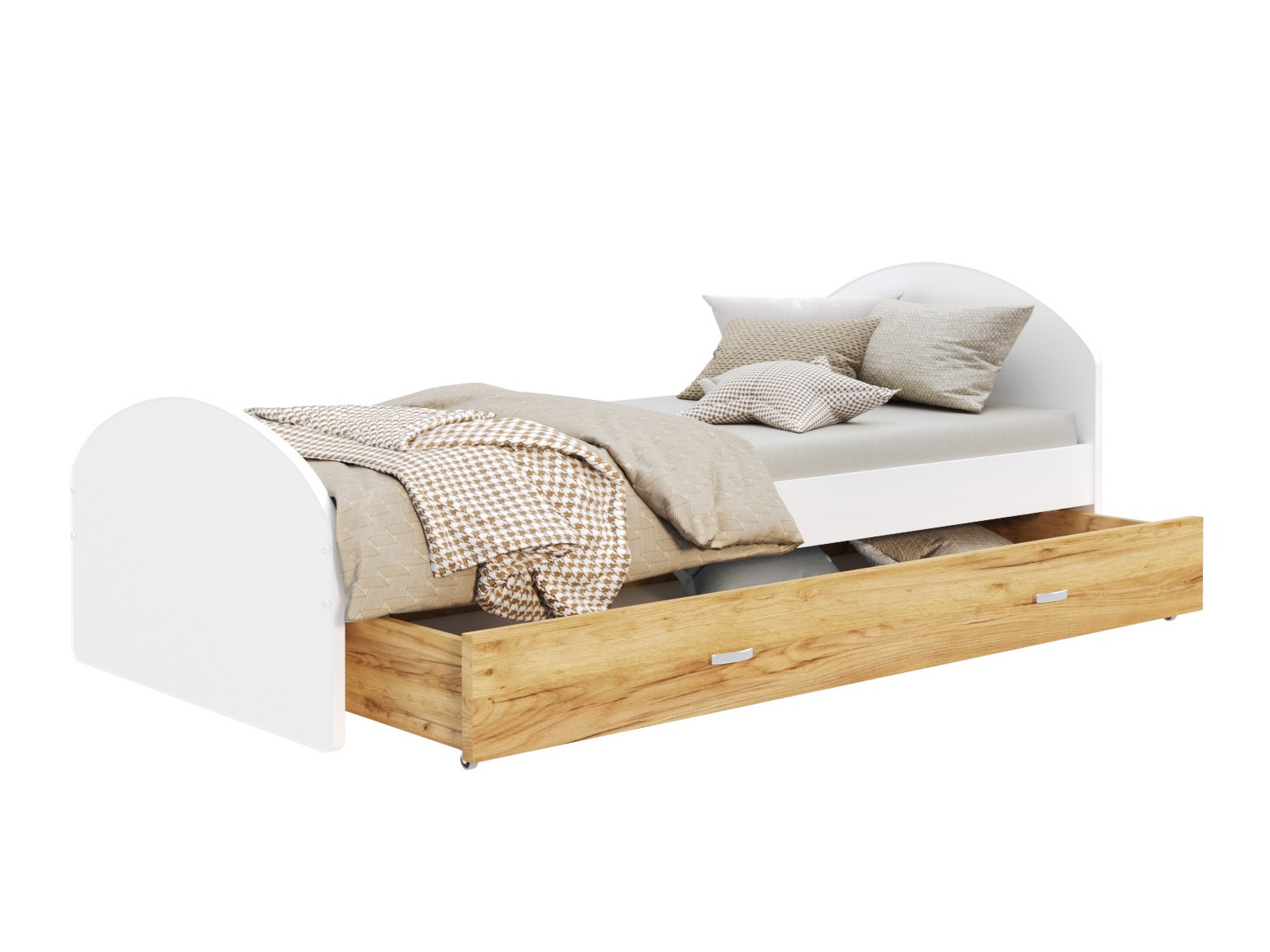 Cama Aurora 177 (Blanco + Craft roble)