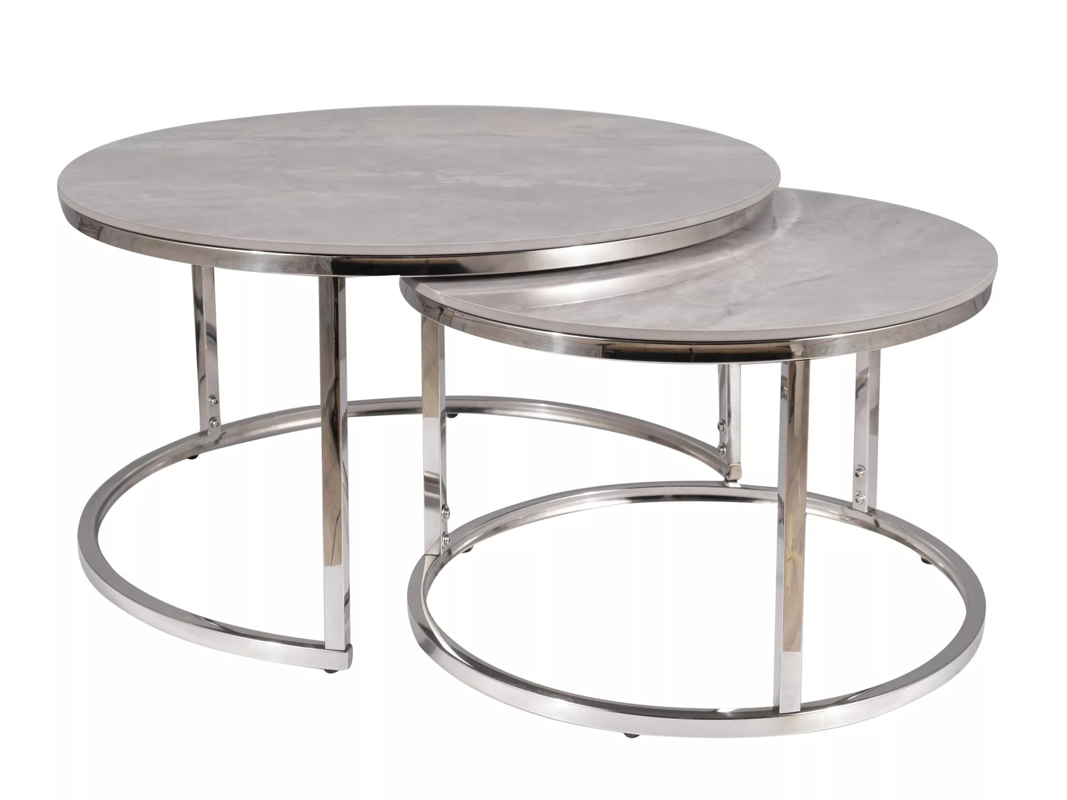 Conjunto mesa de centro Detroit 676 (Mármol gris + Plata)