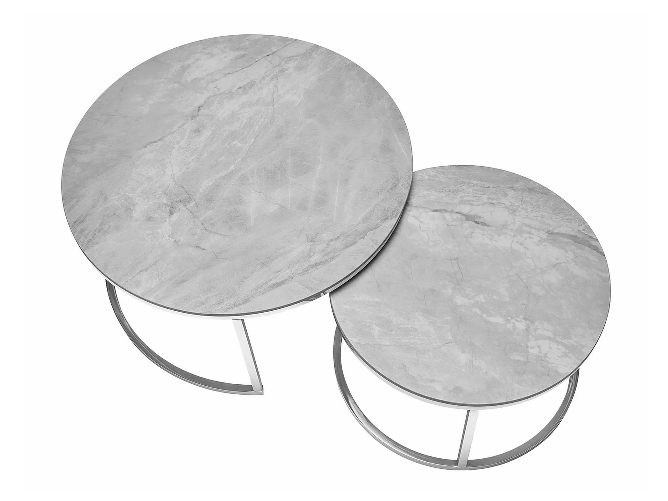 Conjunto mesa de centro Detroit 676 (Mármol gris + Plata)