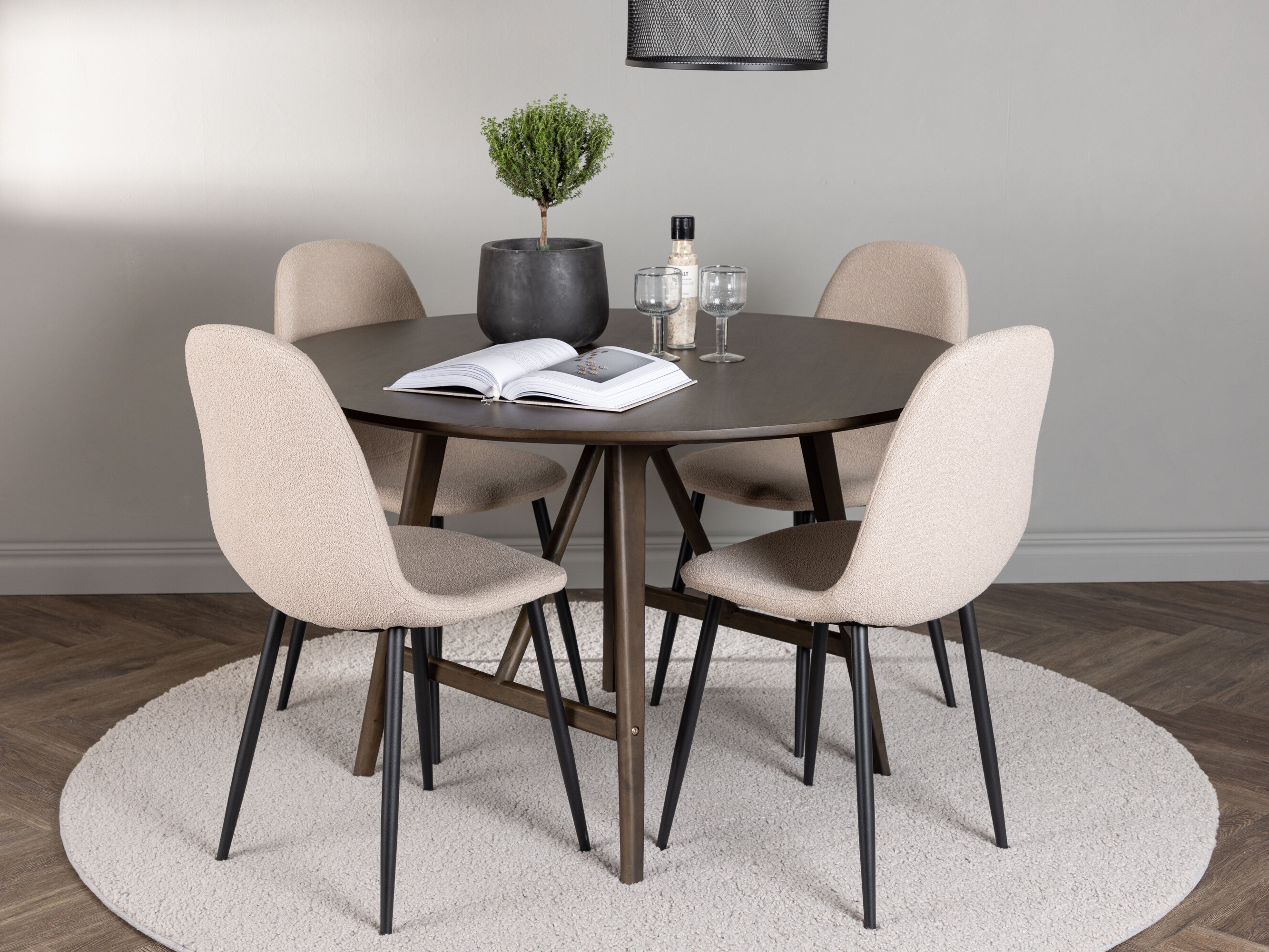 Conjunto de comedor Dallas 4887 (Negro + Beige)