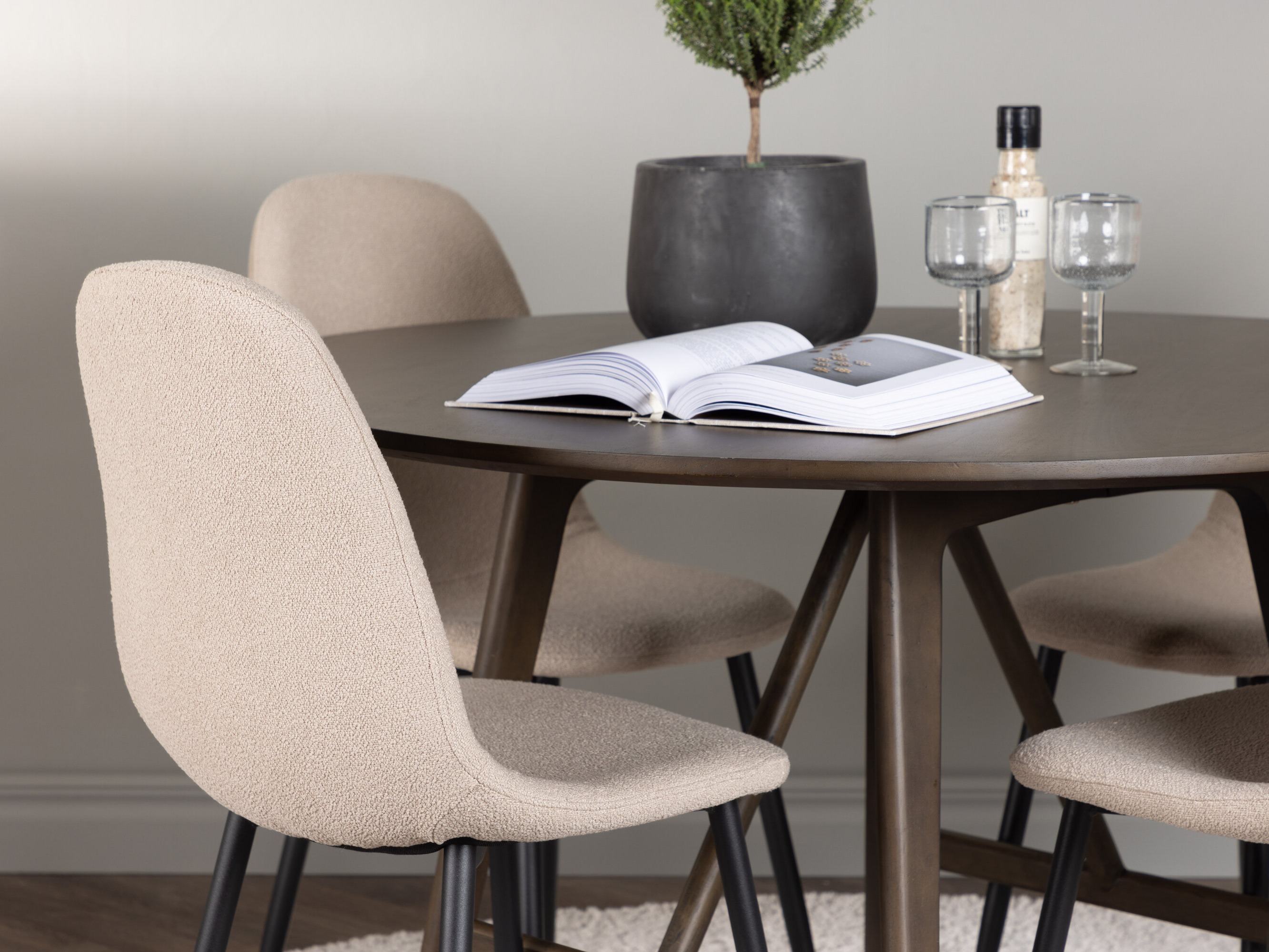 Conjunto de mesas y sillas para comedor Dallas 4887 (Negro + Beige)