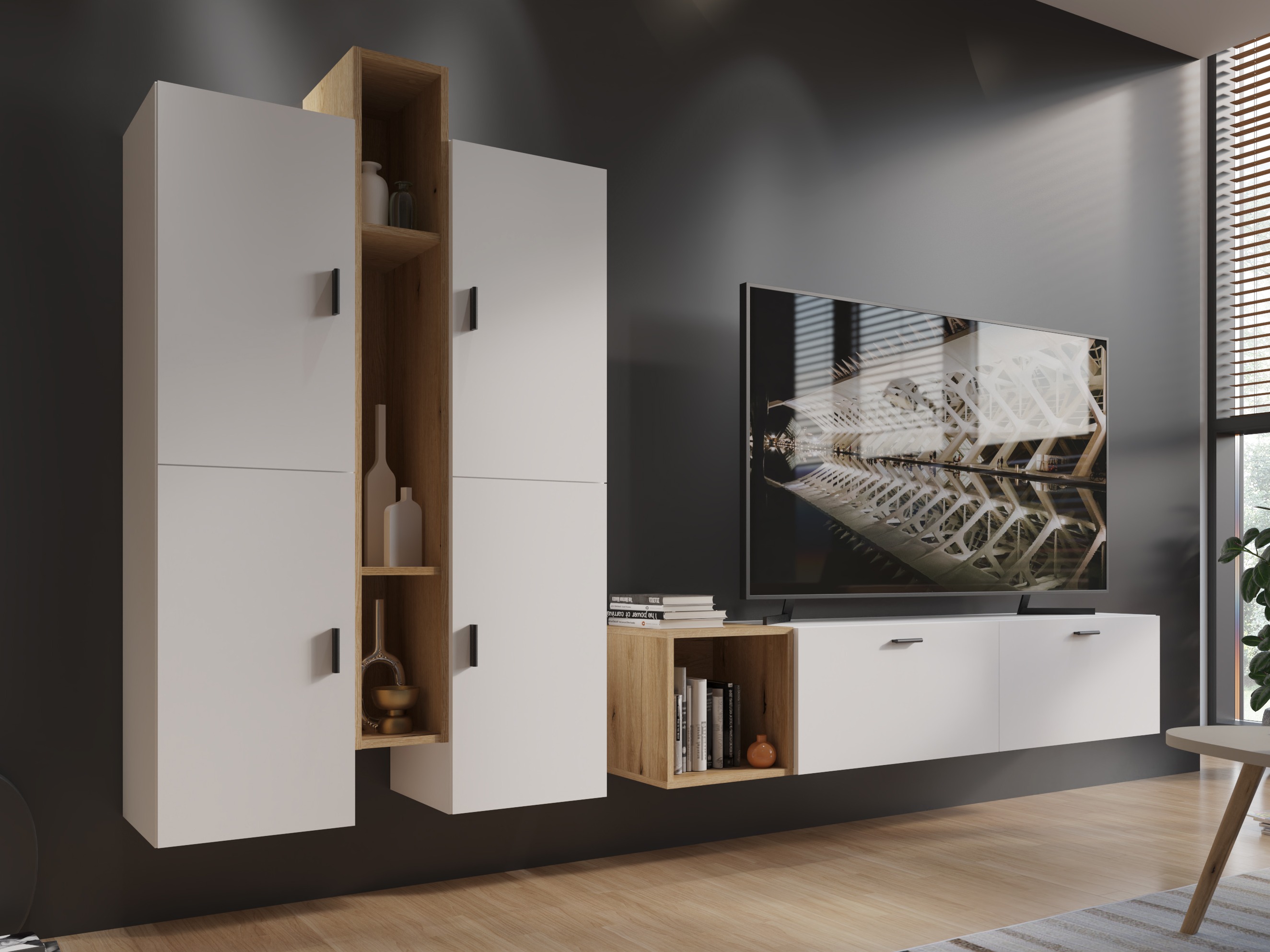 Estantería de pared Virnolu 100 (Roble)