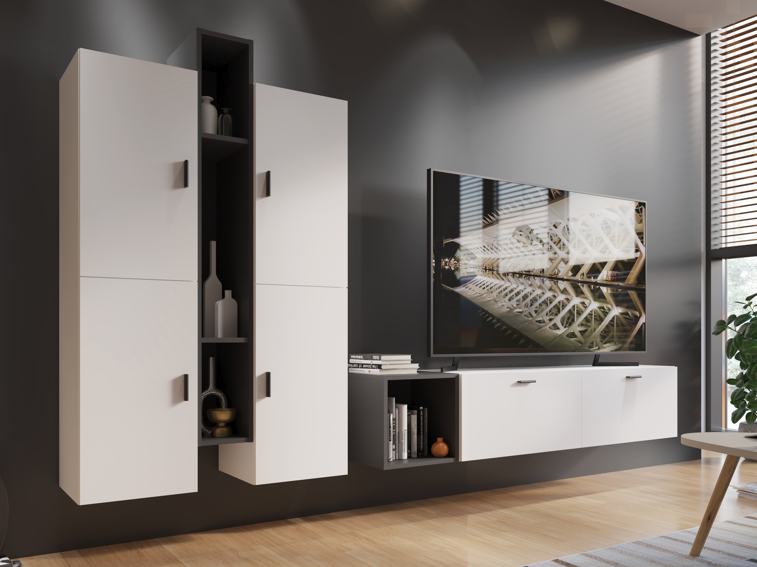 Estantería de pared Virnolu 101 (Antracita)