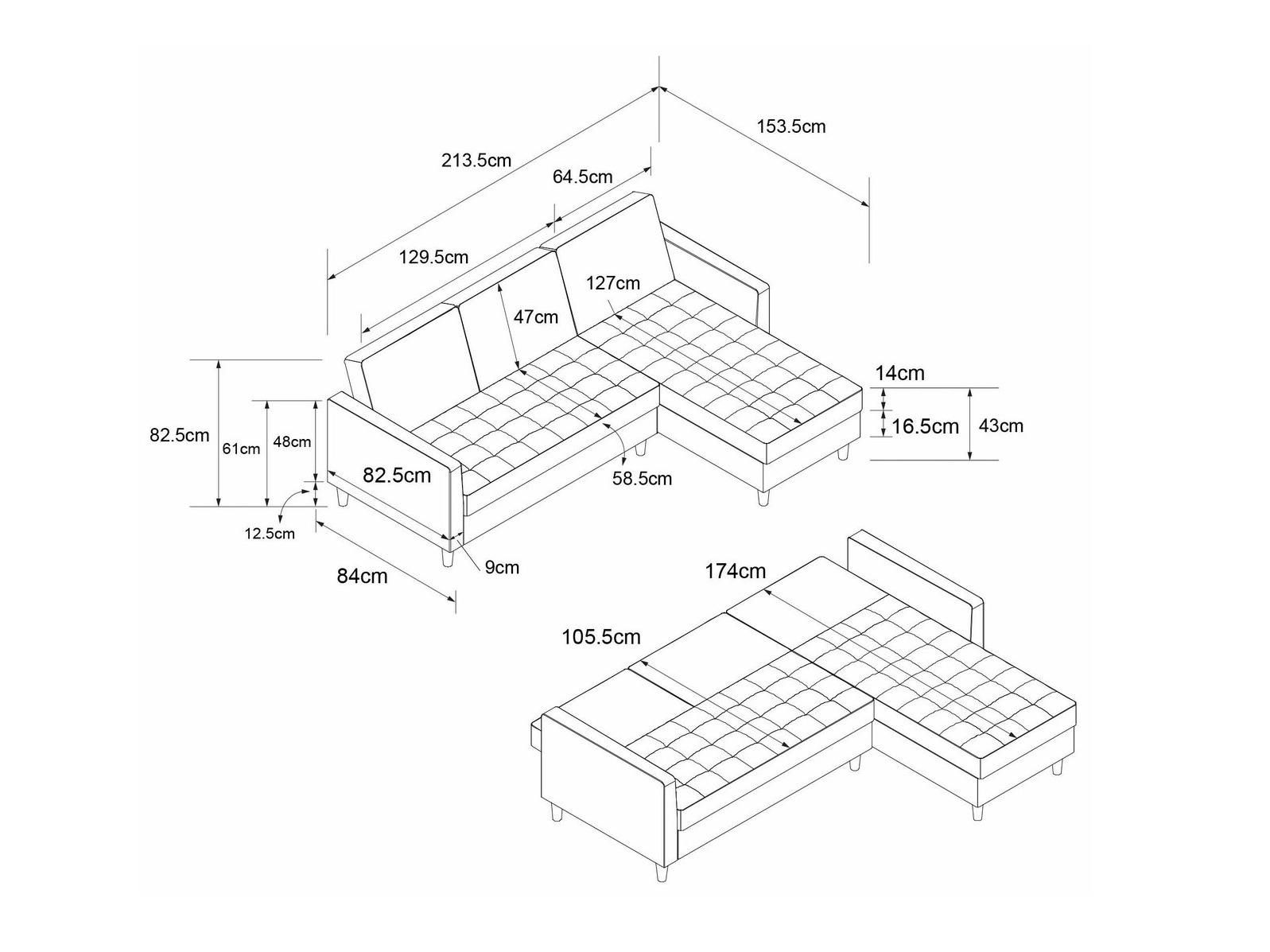 Sofá rinconero Tulsa 541 (Gris)