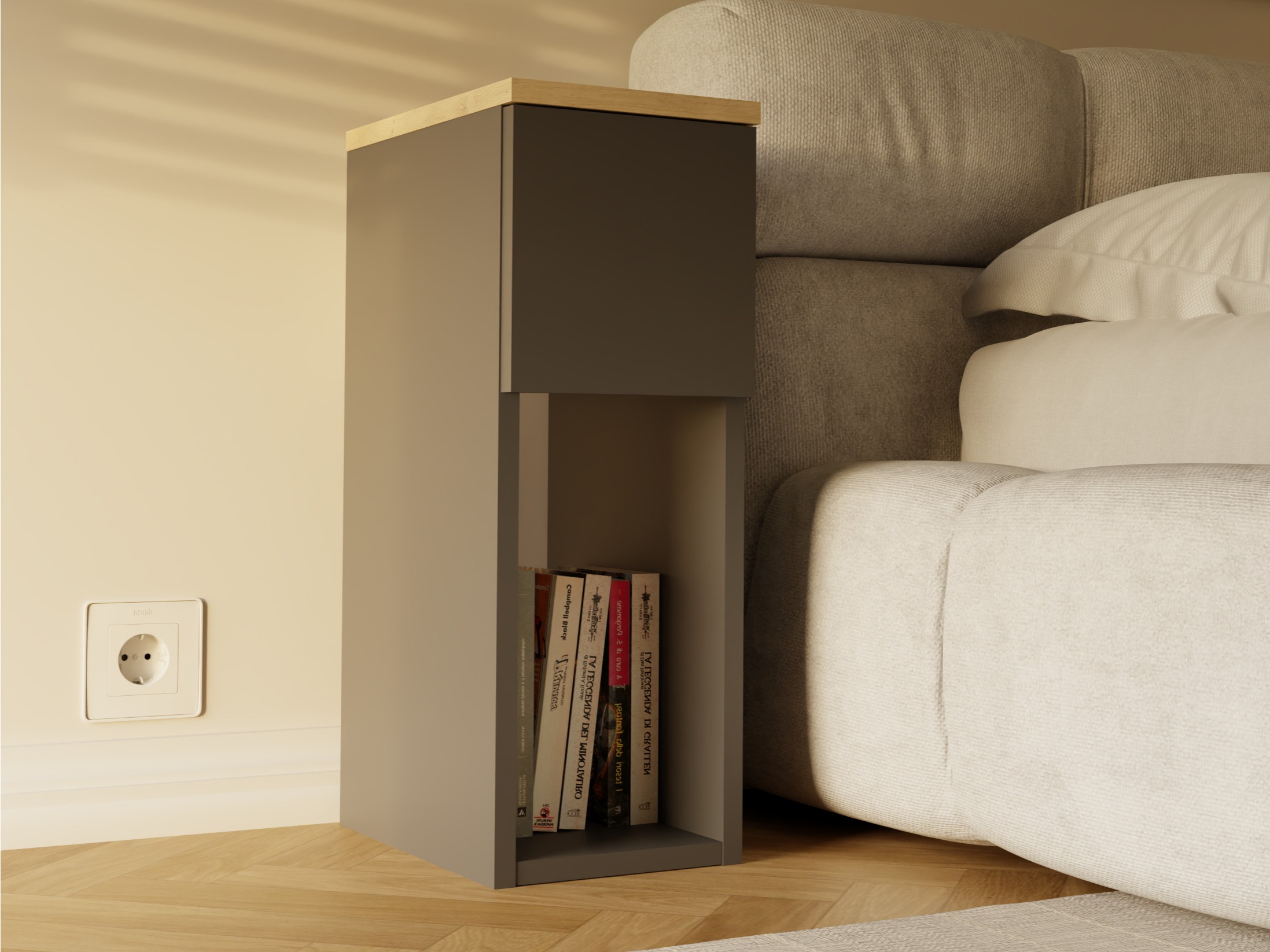 Mesilla de noche Mandeville 304 (Antracita + Roble Artisan)