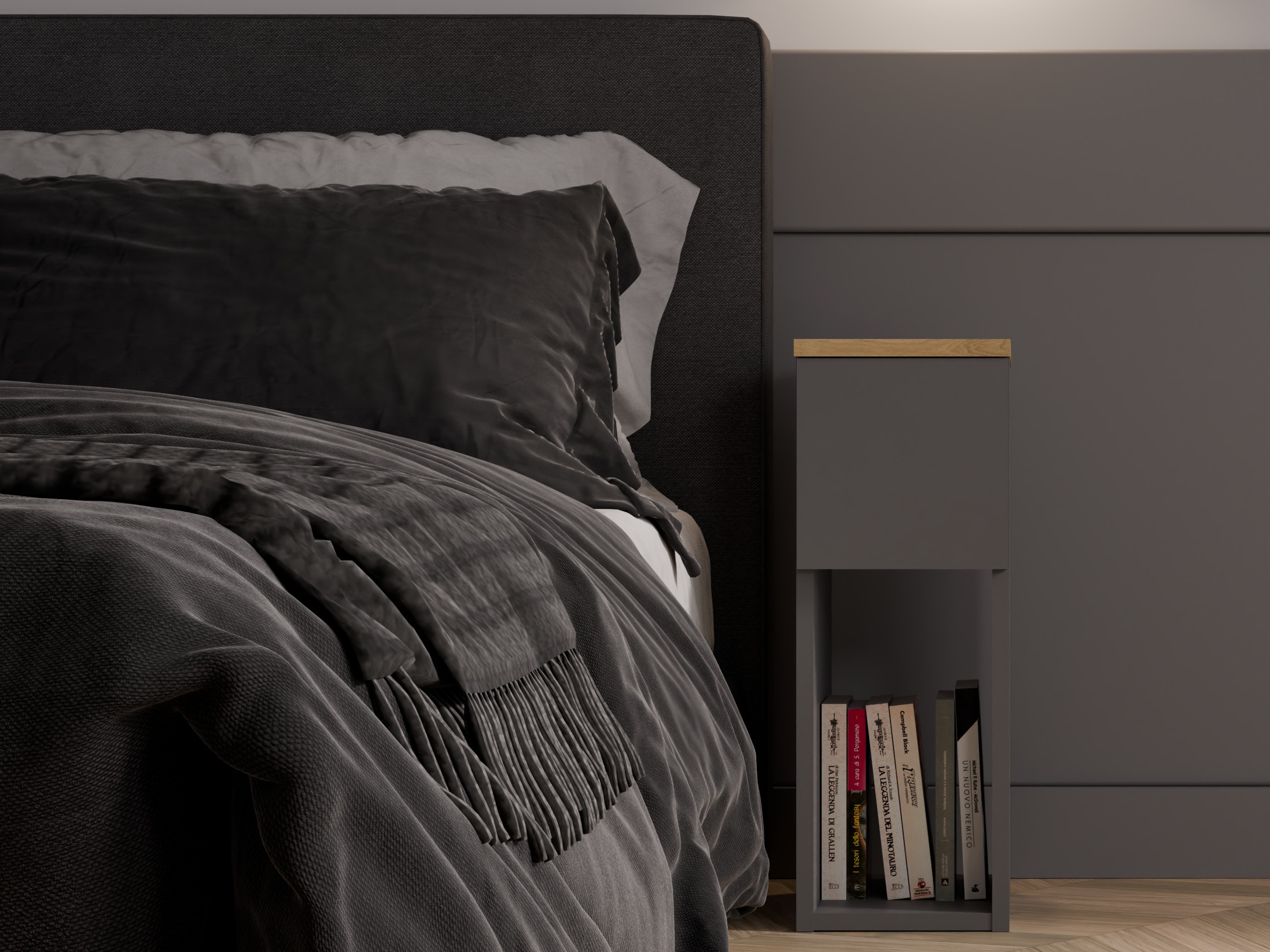 Mesilla de noche Mandeville 304 (Antracita + Roble Artisan)