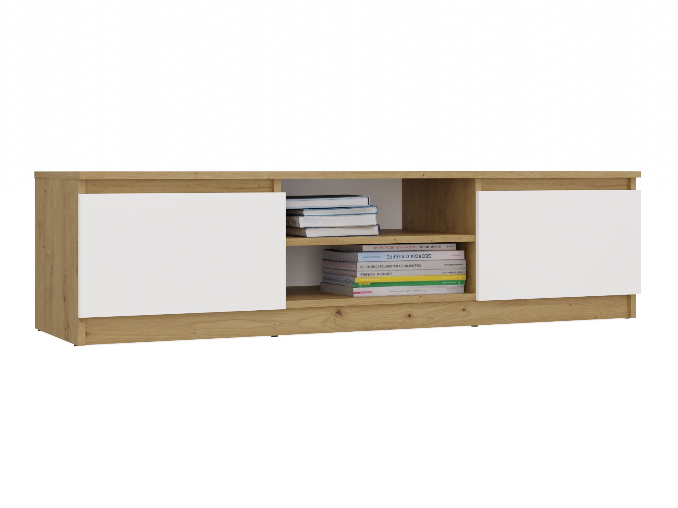 Mueble TV Elbvelu 125 (Roble Artisan + Blanco)