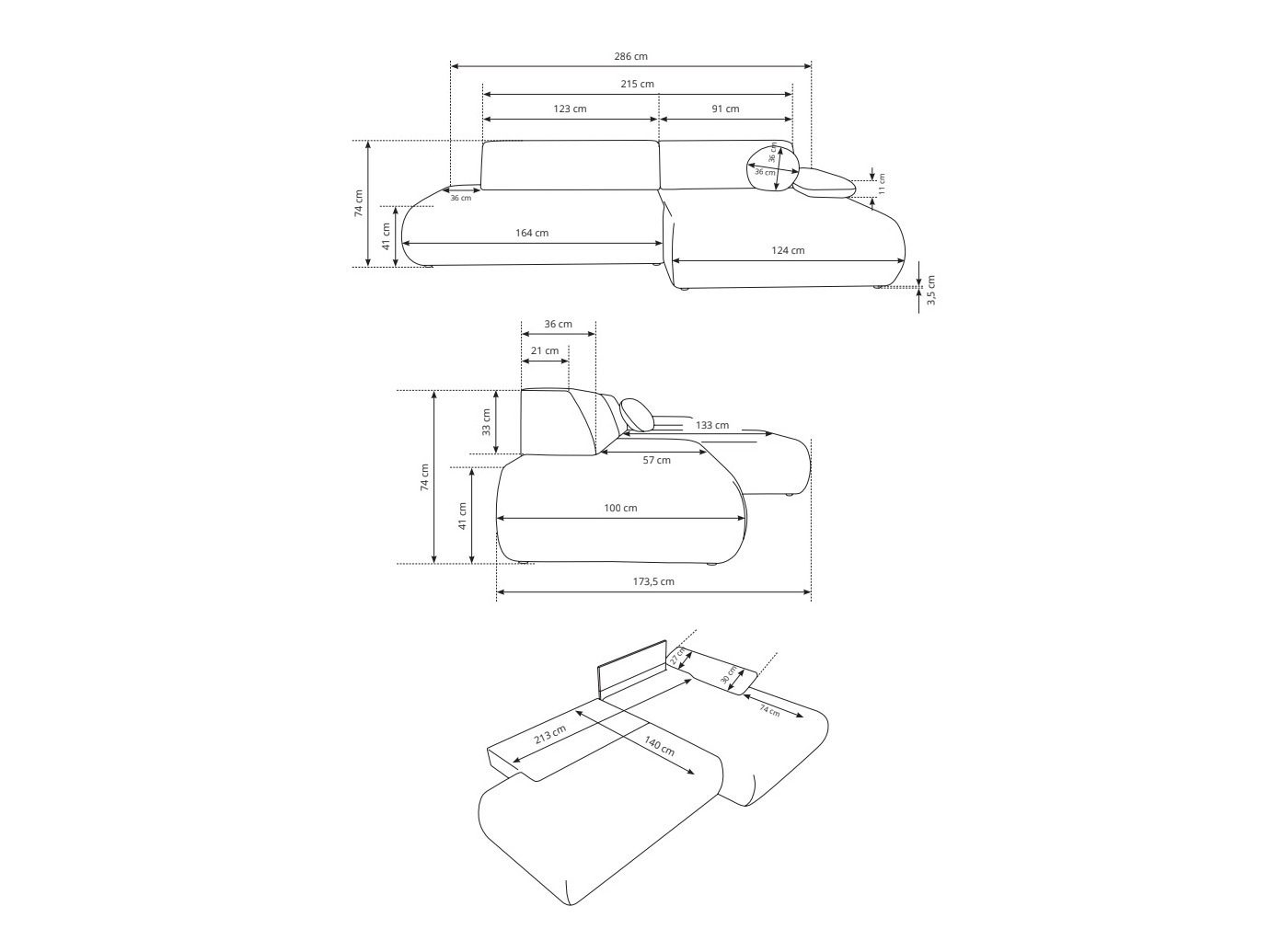 Sofá rinconero Kingston 183 (Vinci 75)