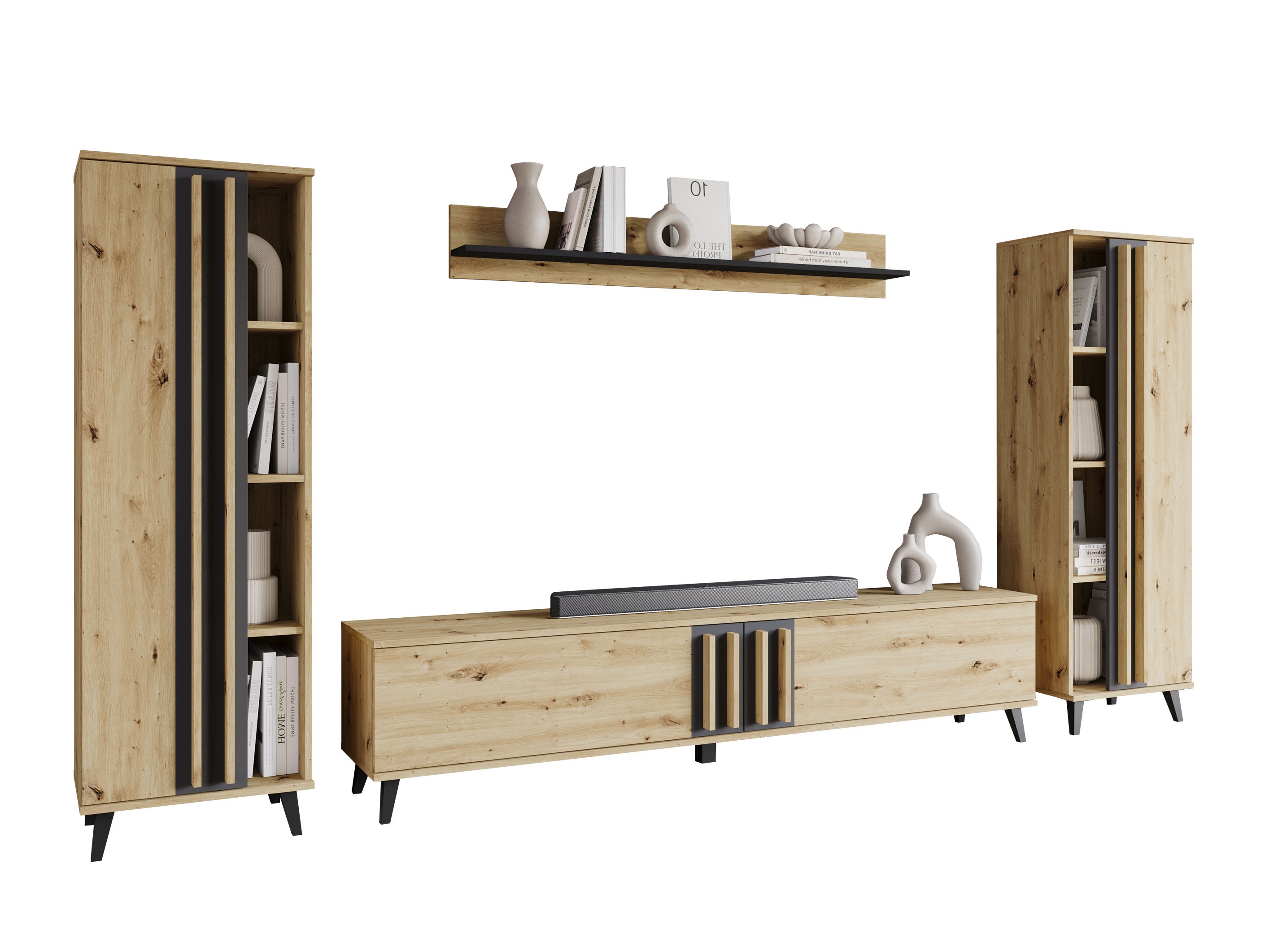 Conjunto de salón Facetor (Roble Artisan + Grafito)