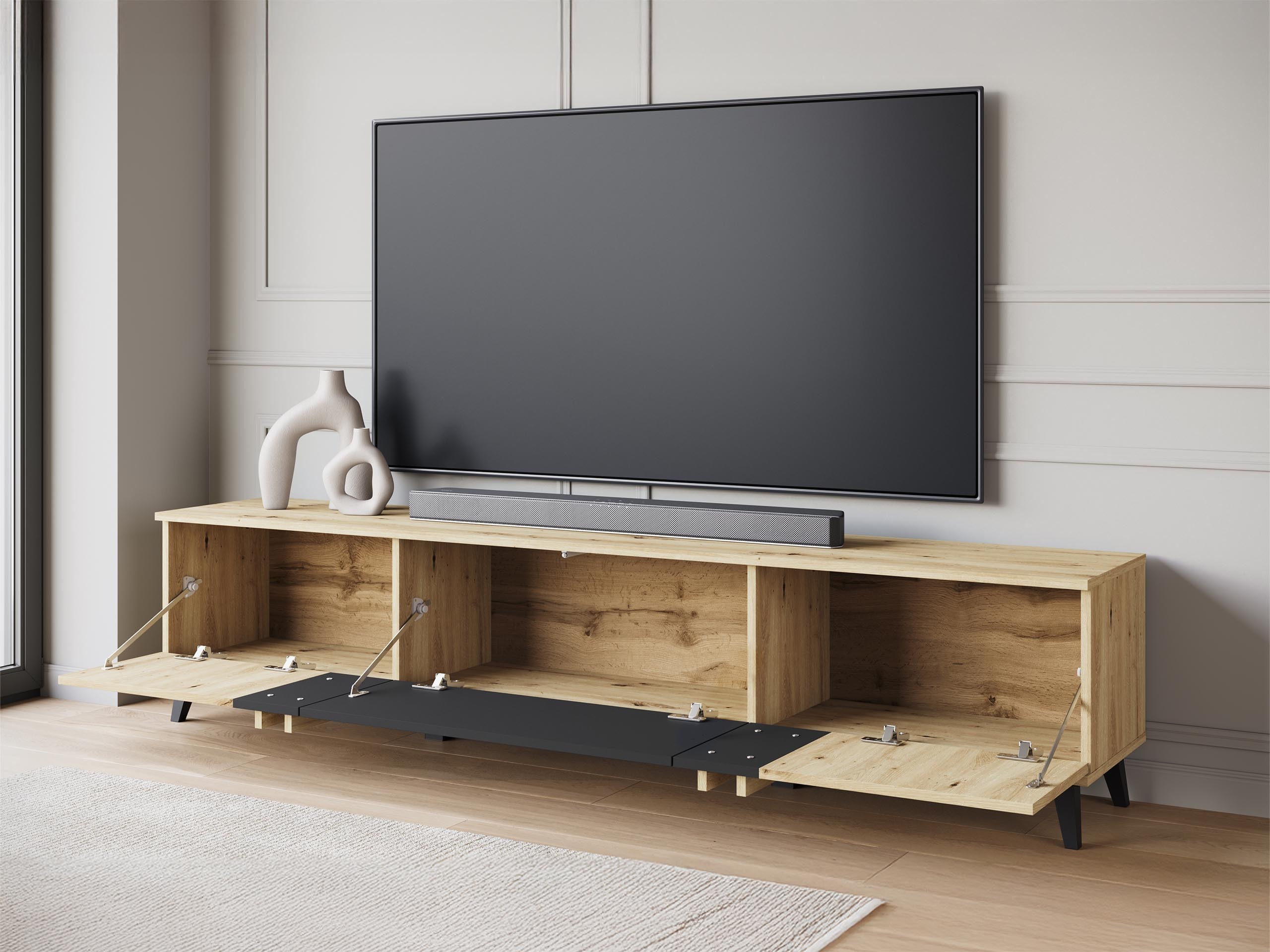 Mueble TV Facetor (Roble Artisan + Grafito)