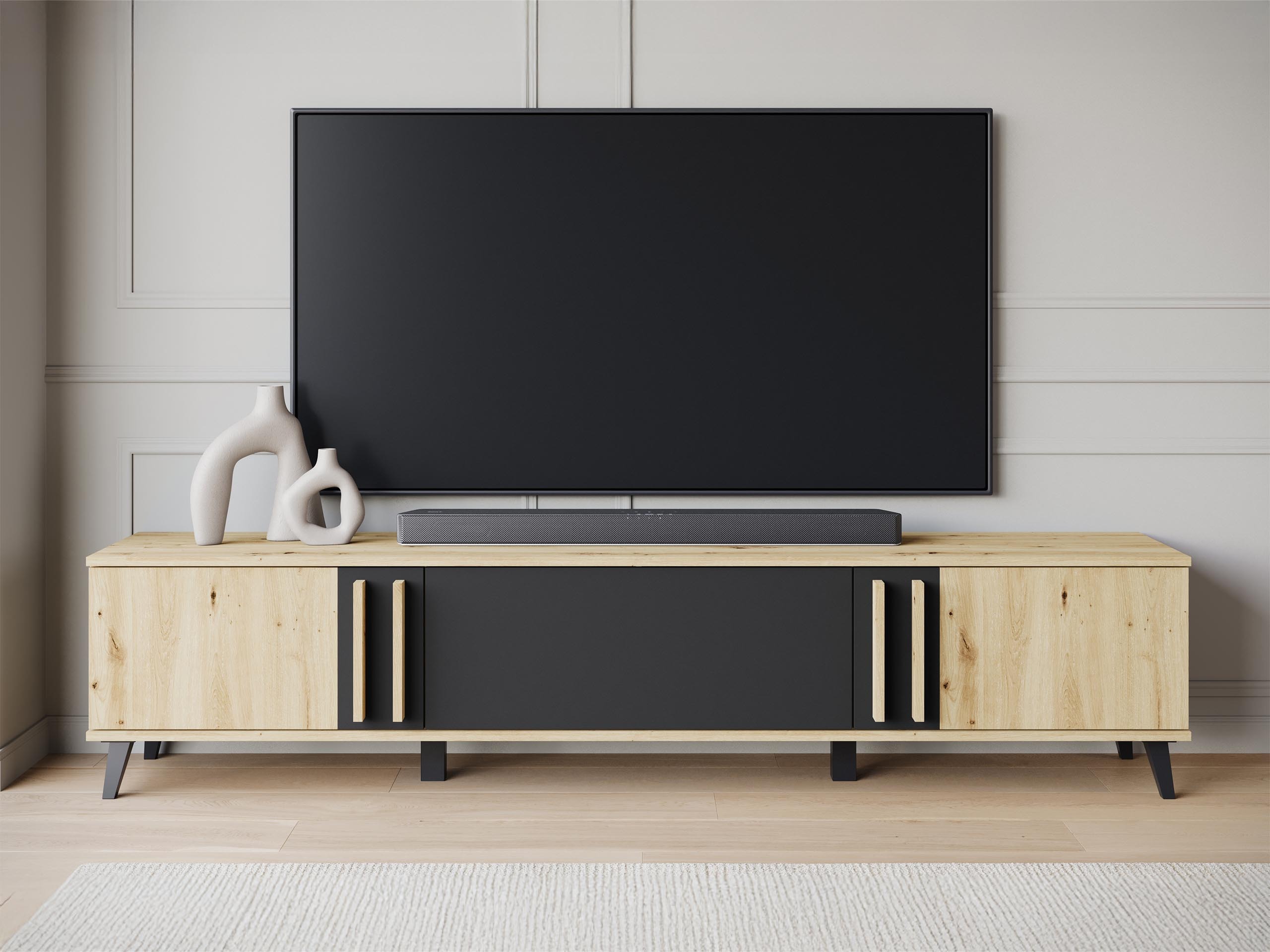 Mueble TV Facetor (Roble Artisan + Grafito)