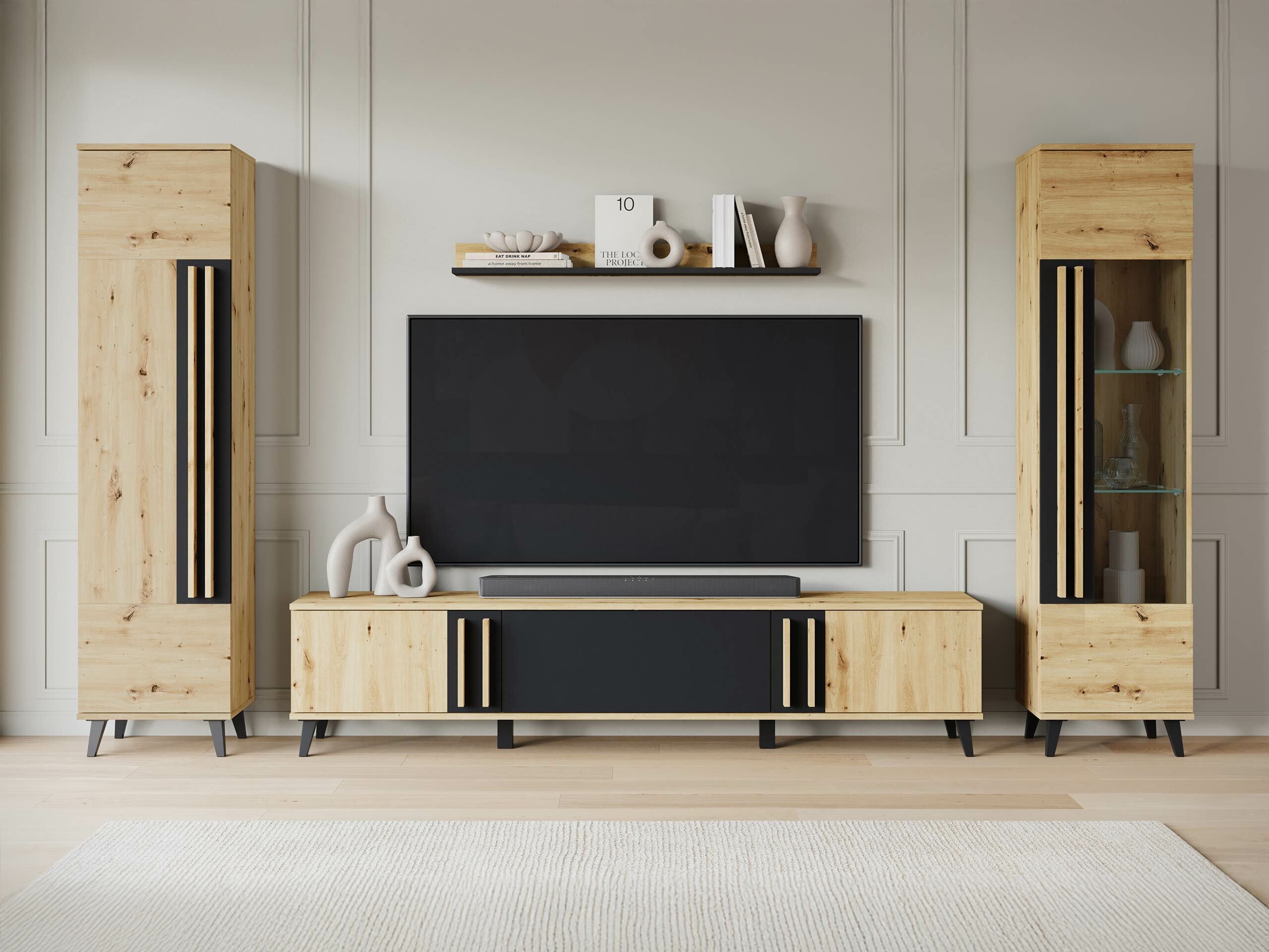 Mueble TV Facetor (Roble Artisan + Grafito)