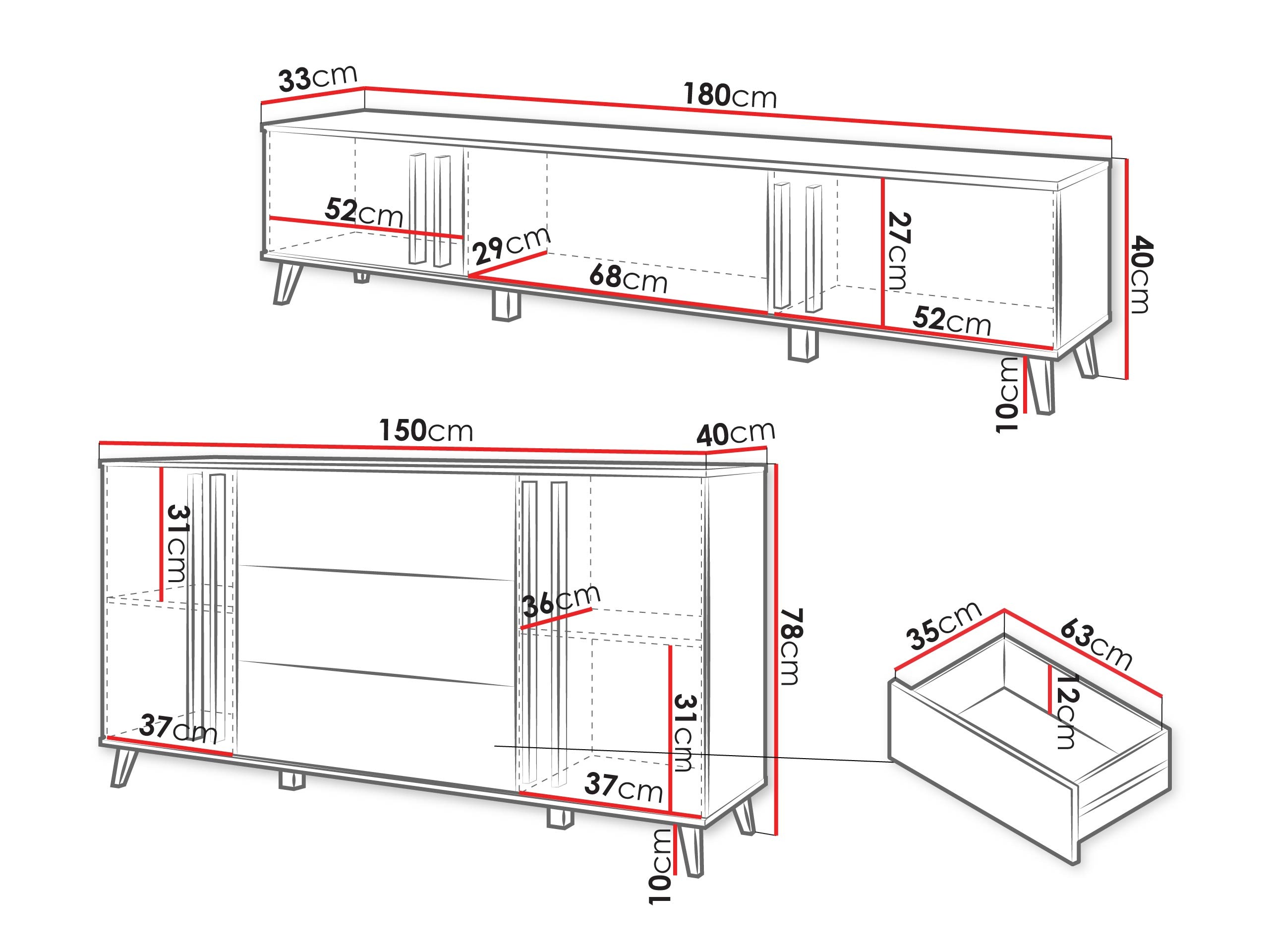 Conjunto de salón Facetor III (Roble Artisan + Grafito)