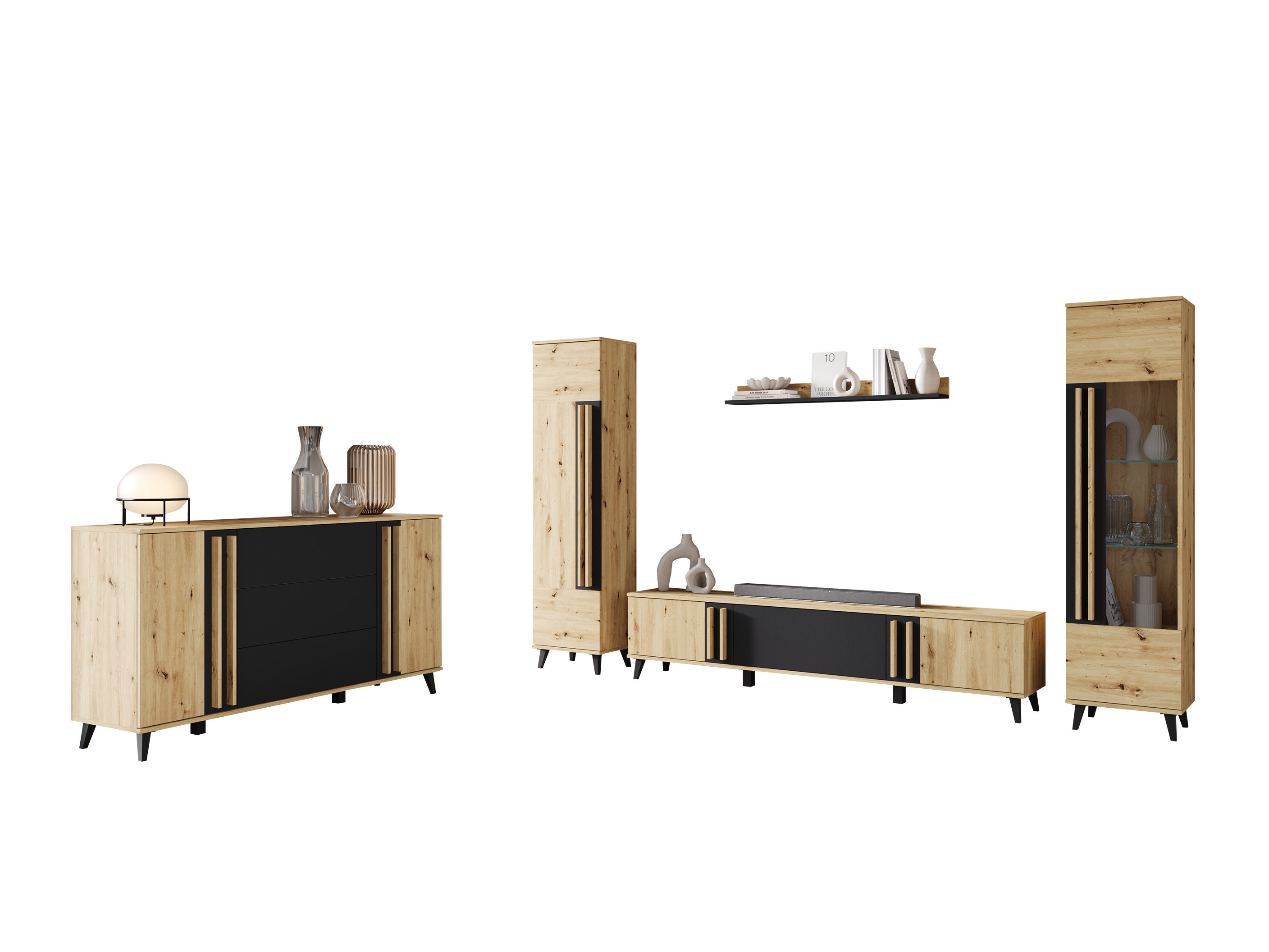 Conjunto de salón Facetor IV (Roble Artisan + Grafito)