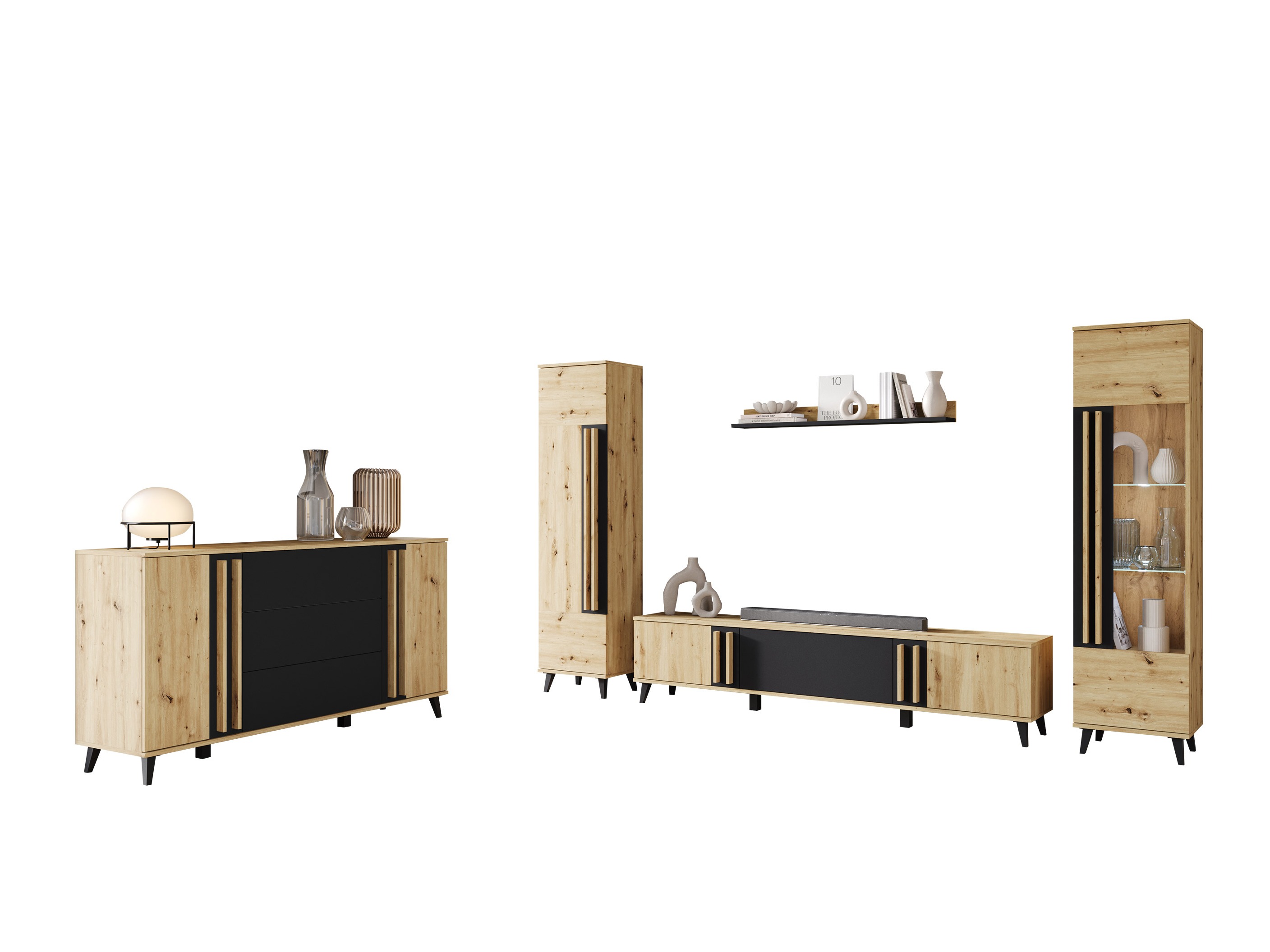 Conjunto de salón Facetor IV (Roble Artisan + Grafito)