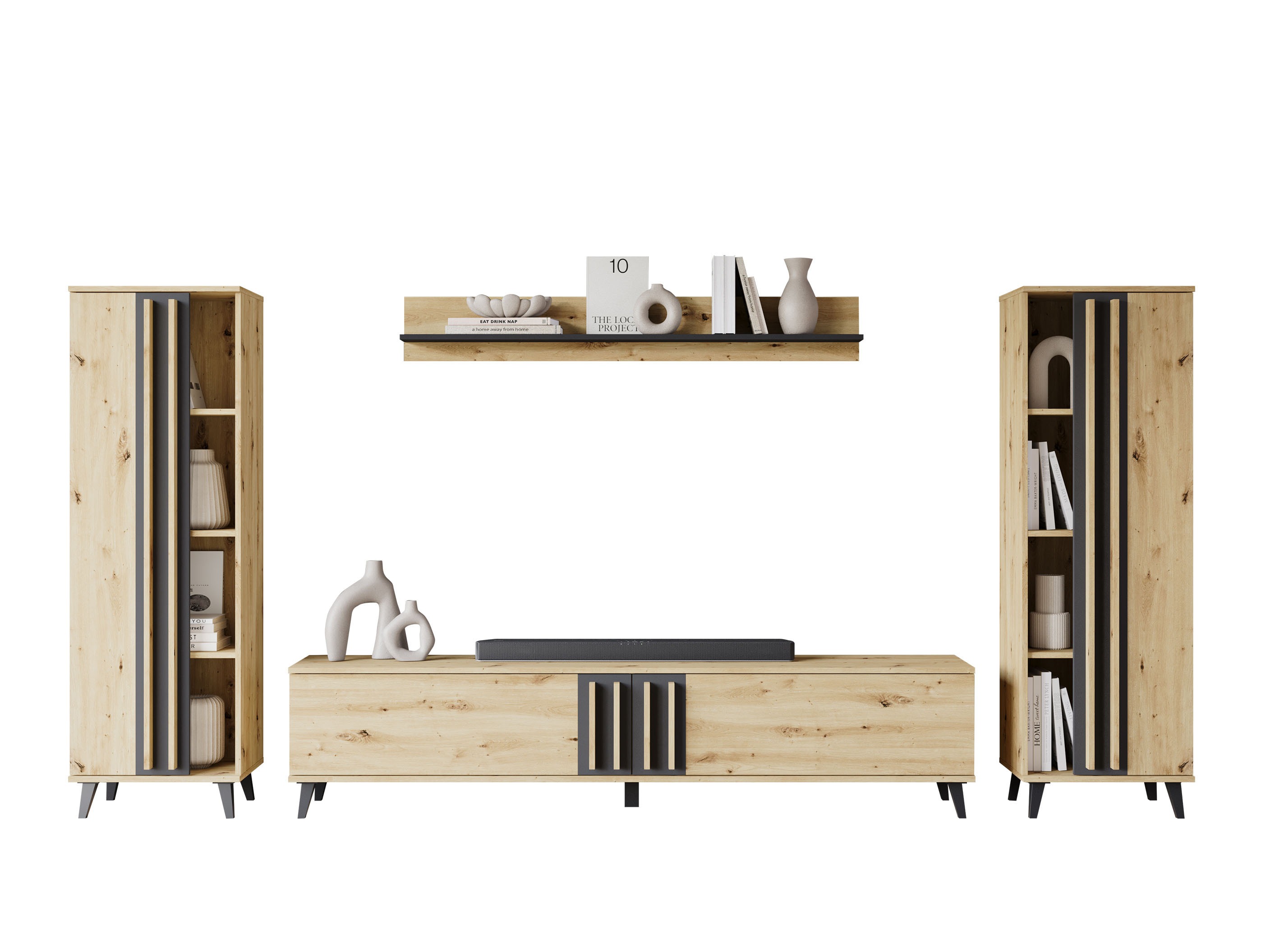 Conjunto de salón Facetor (Roble Artisan + Grafito)