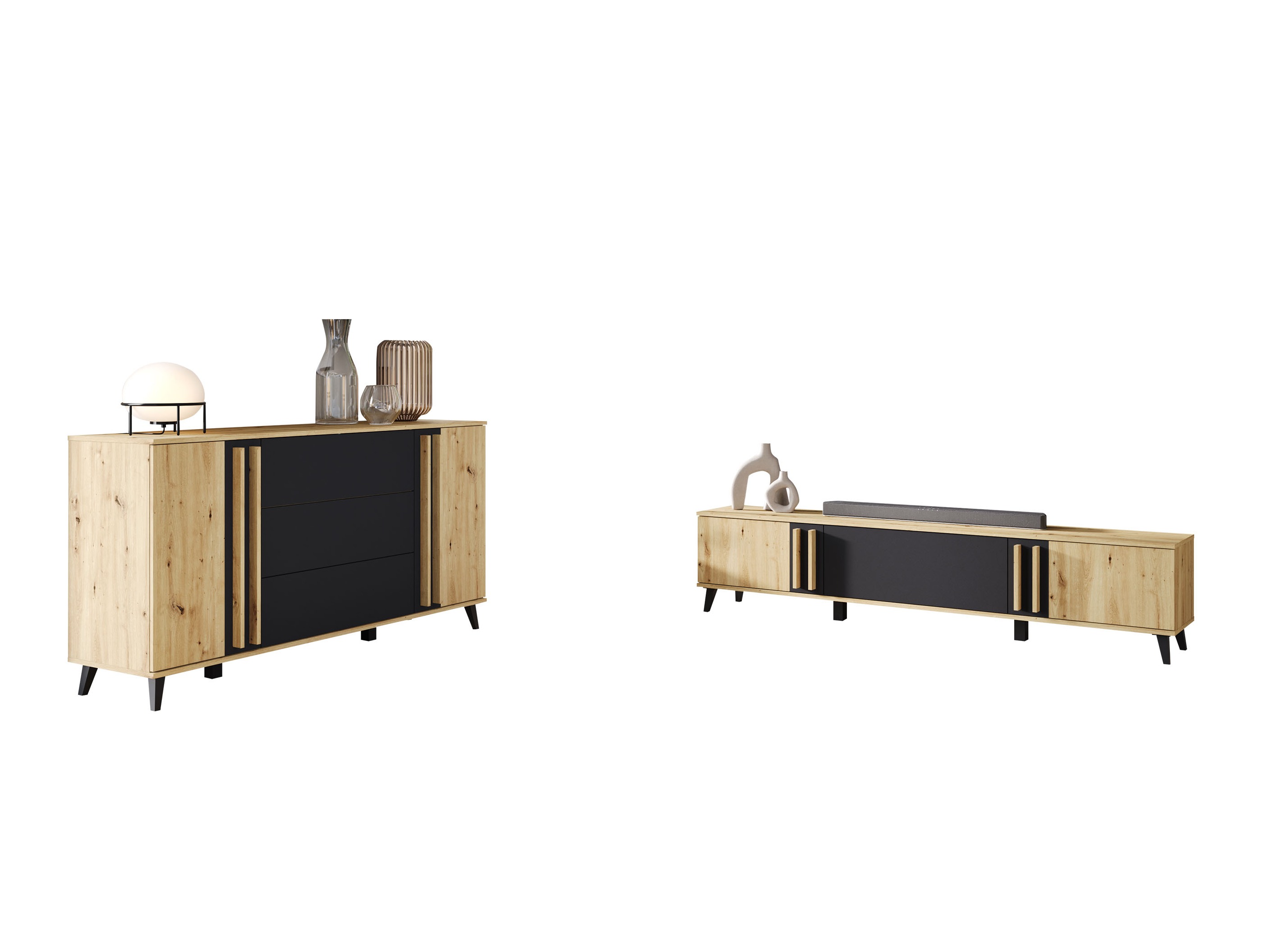 Conjunto de salón Temora 104 (Roble Artisan + Grafito)