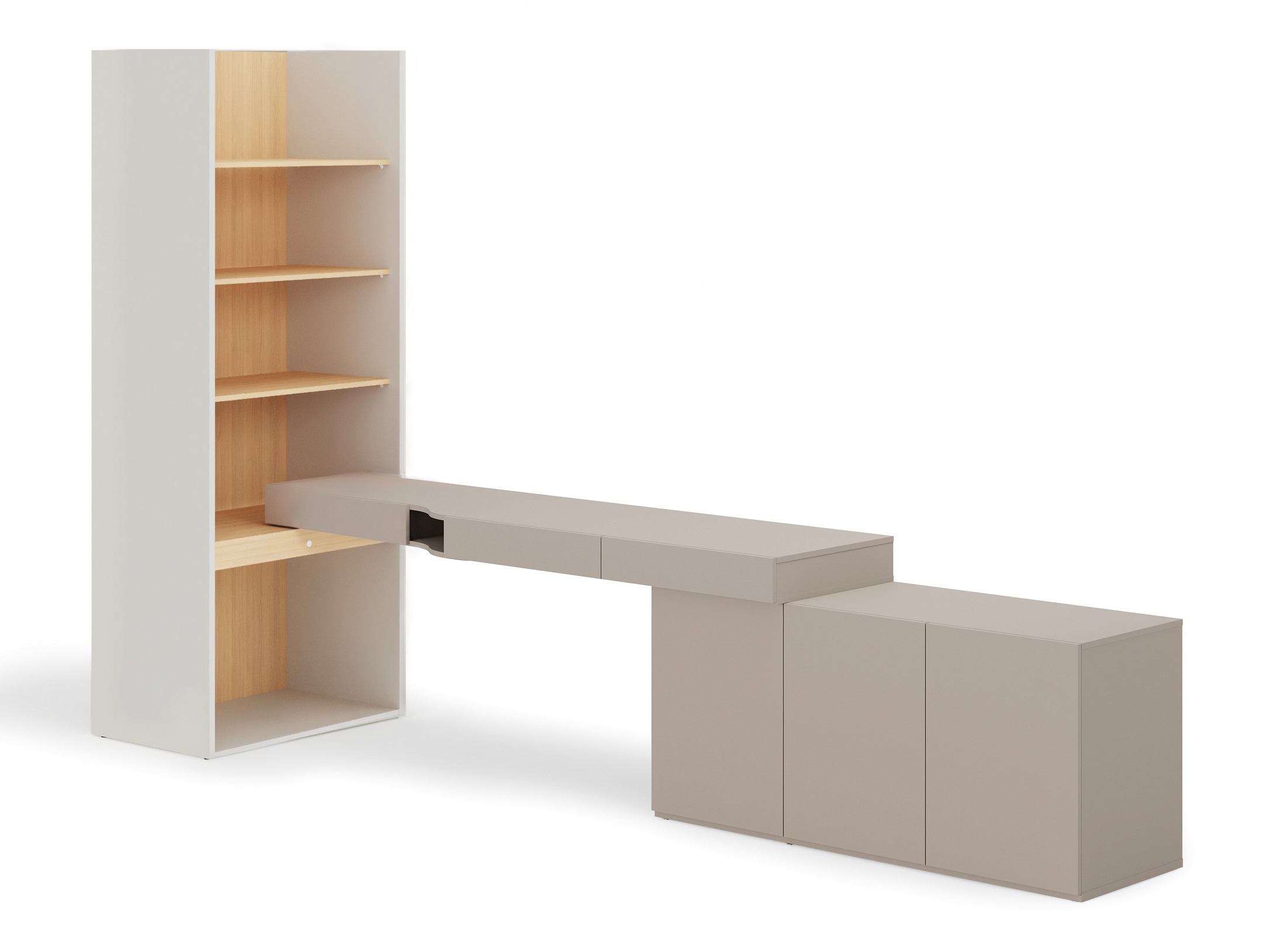 Conjunto para oficina en casa Evareve 118 (Gris + Roble)