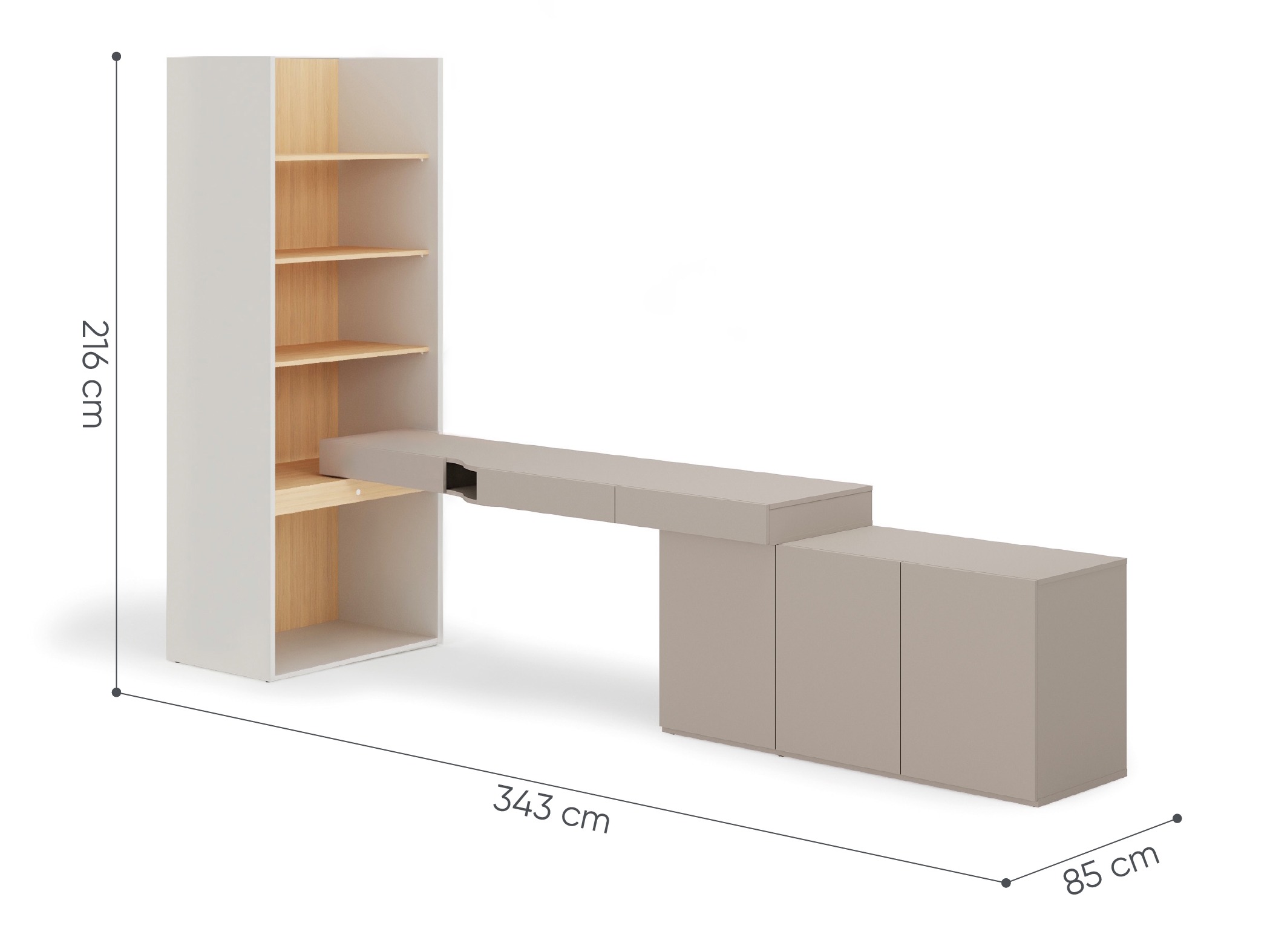 Conjunto para oficina en casa Evareve 118 (Gris + Roble)