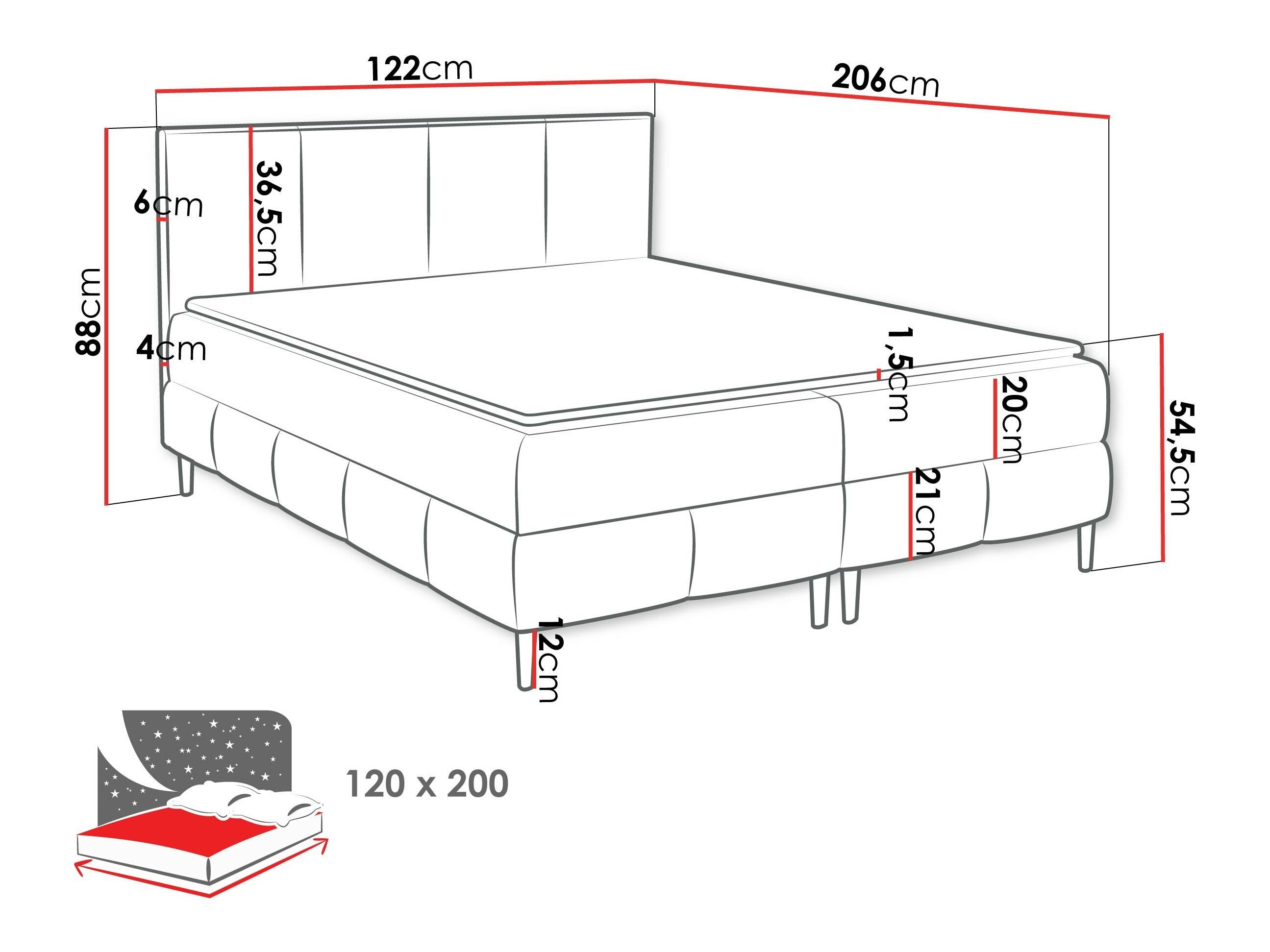 Cama continental Baltimore 201 (Coral 35)