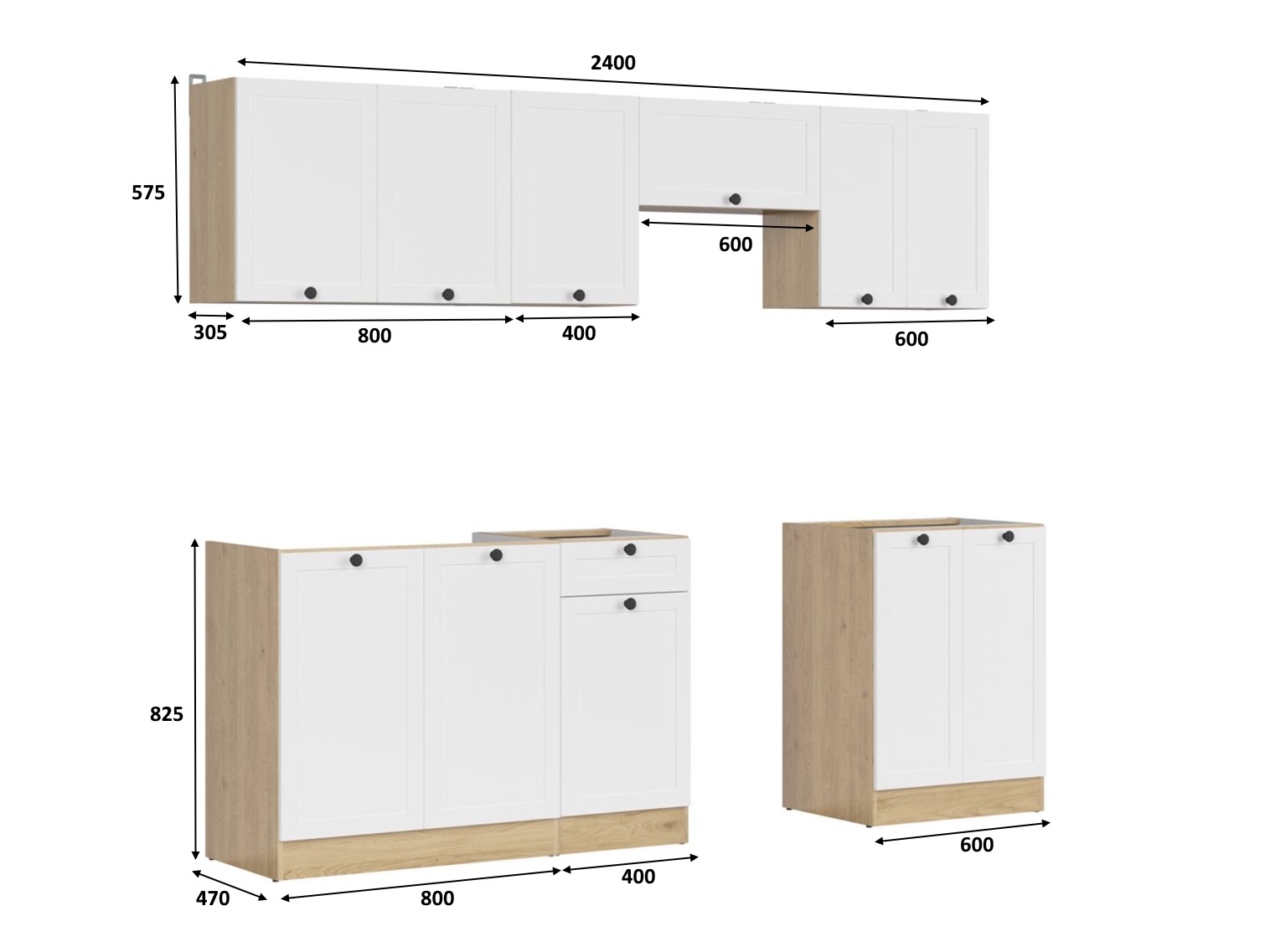 Conjunto de cocina modular Classic White Oak 118