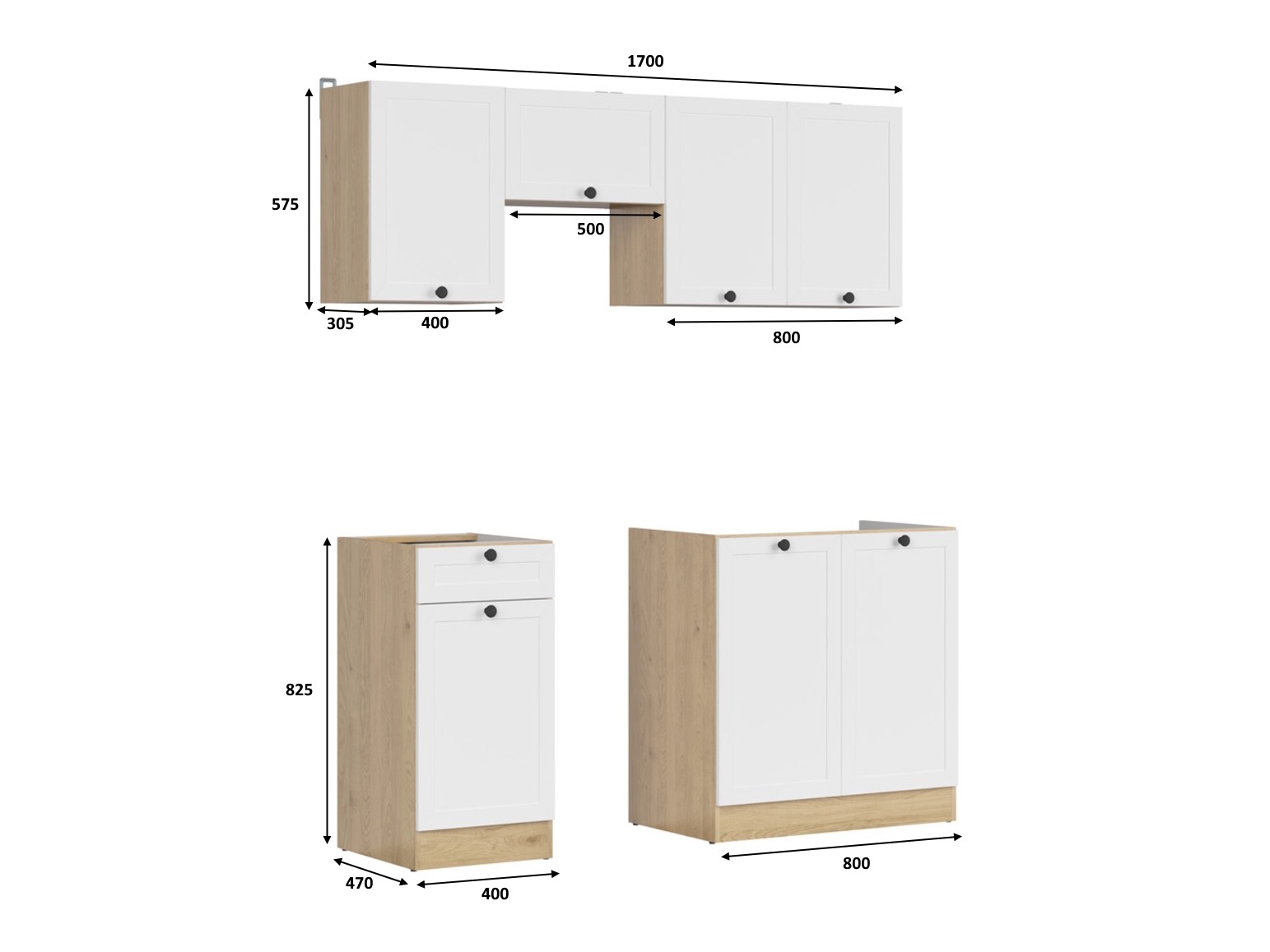Conjunto de cocina modular Classic White Oak 119