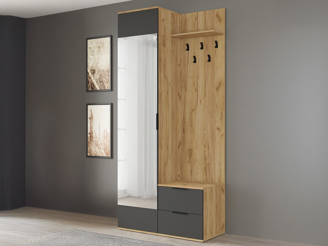 Conjunto para recibidor Houston 2004 (Antracita + Roble dorado)