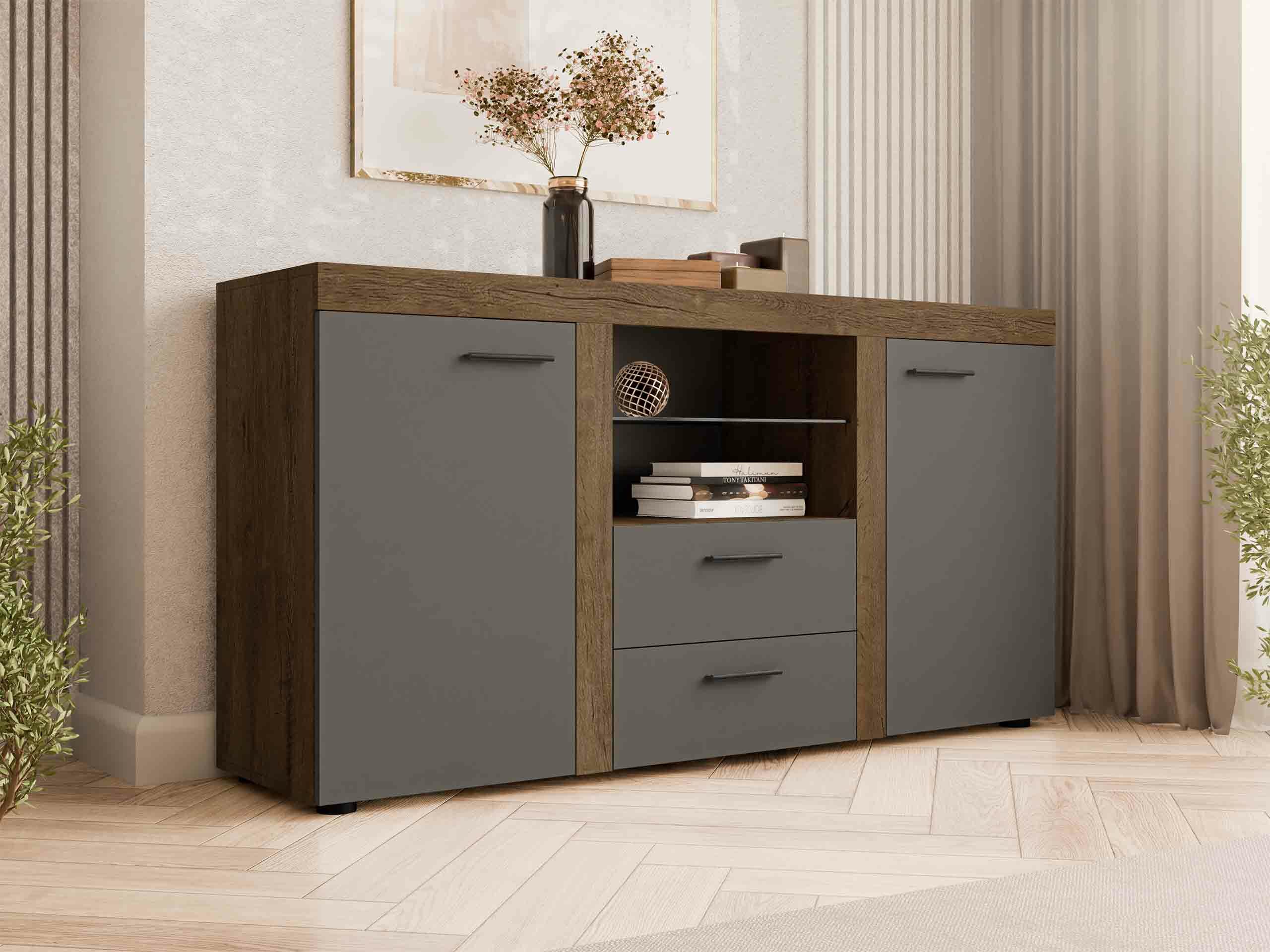 Cómoda Tucson 104 (Roble de lefkada + Grafito)