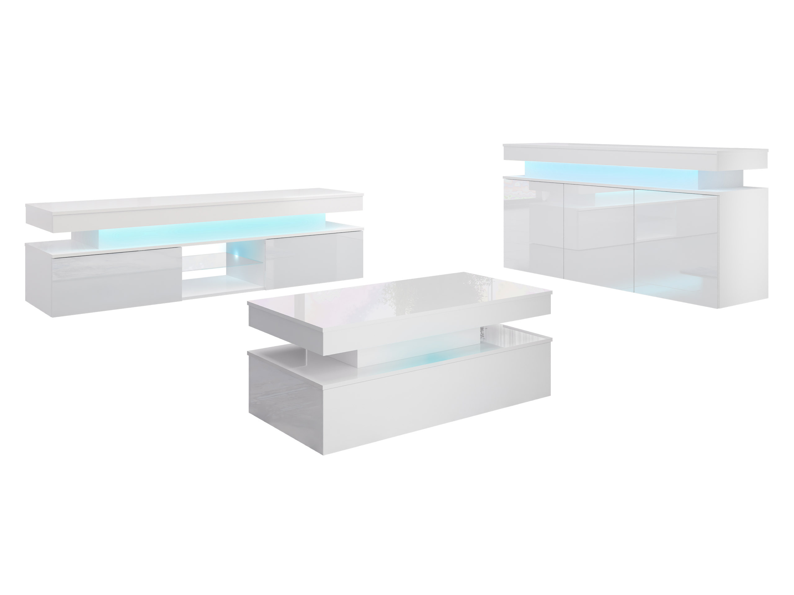 Conjunto de salón Monfero (Blanco + Blanco brillante)