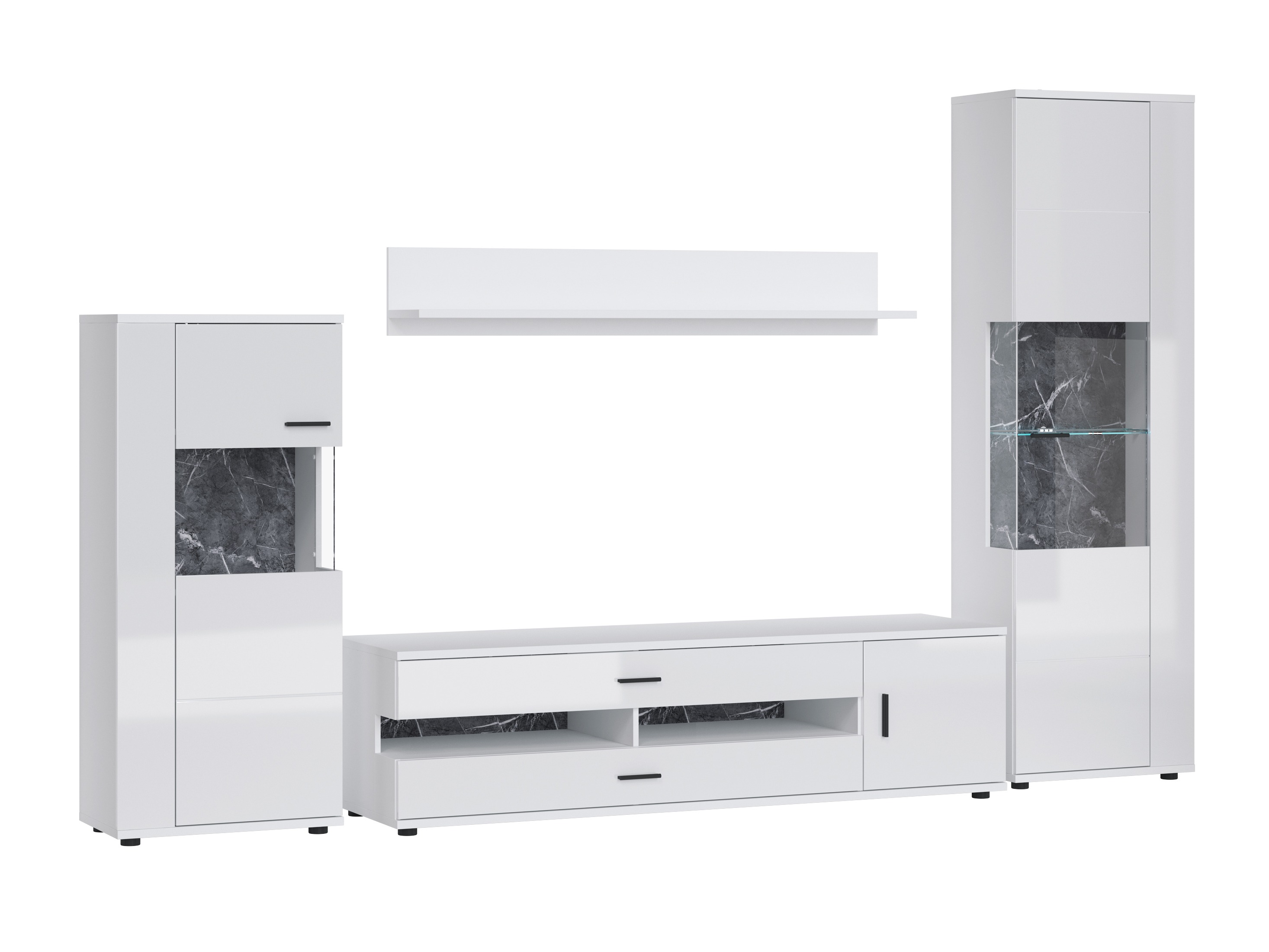 Conjunto de salón Ontario 161 (Blanco brillante + Blanco)