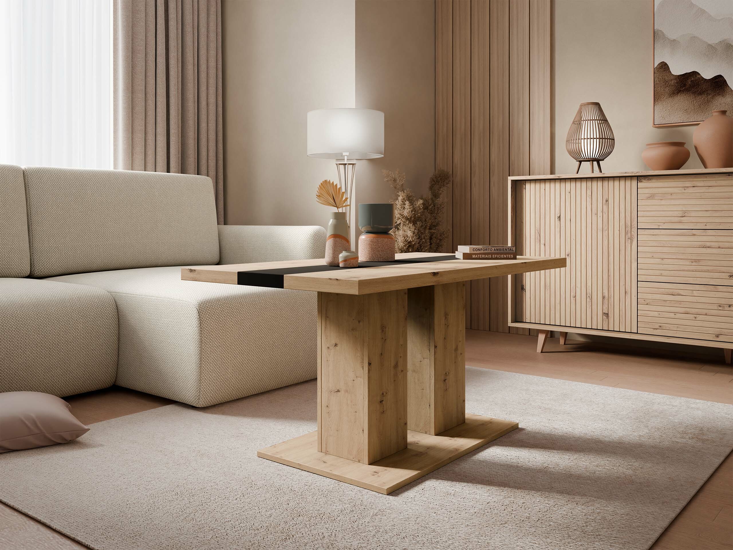 Mesa de centro Tucson 147 (Roble Artisan + Negro)