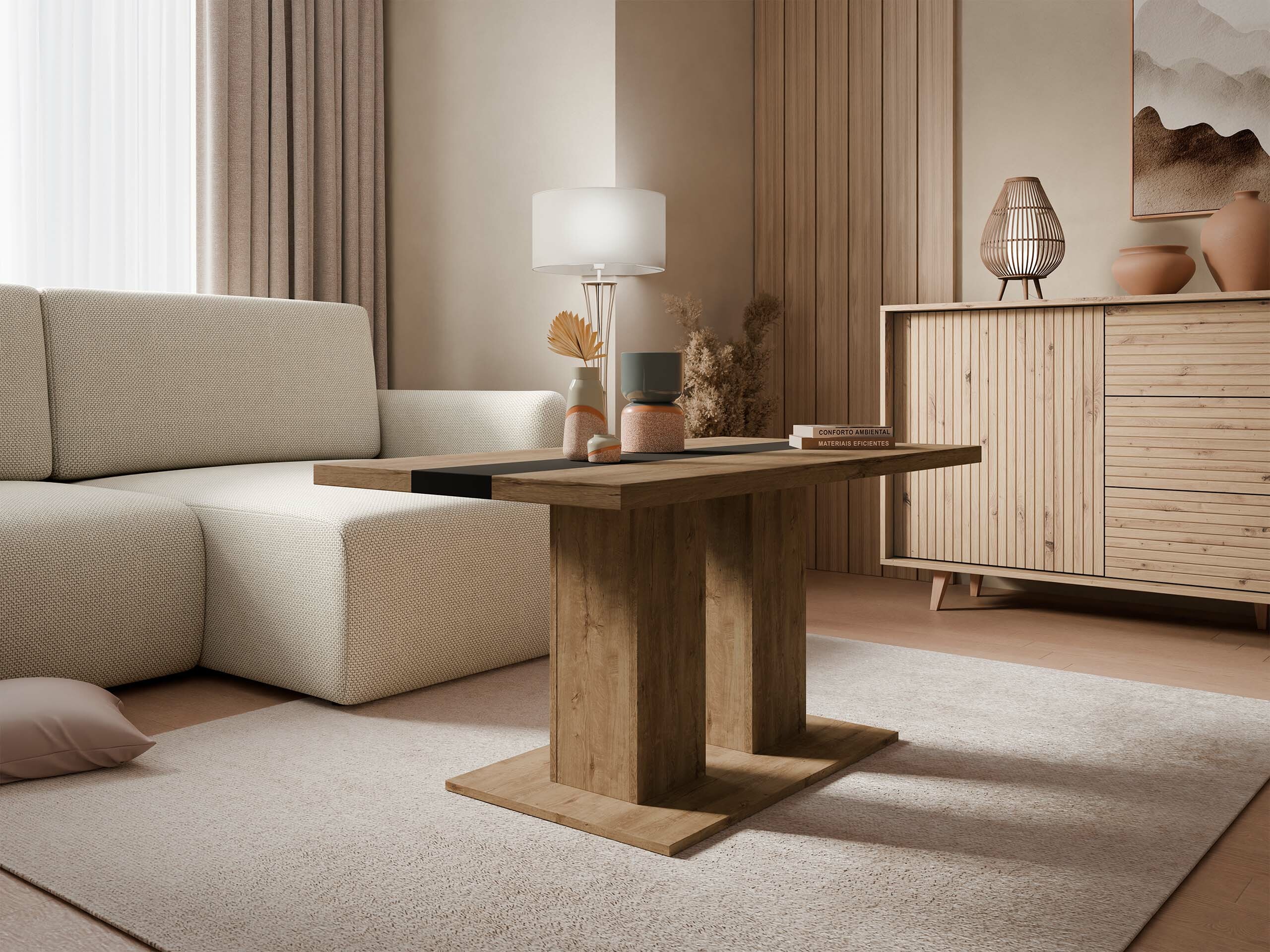 Mesa de centro Tucson 147 (Roble de lefkada + Negro)