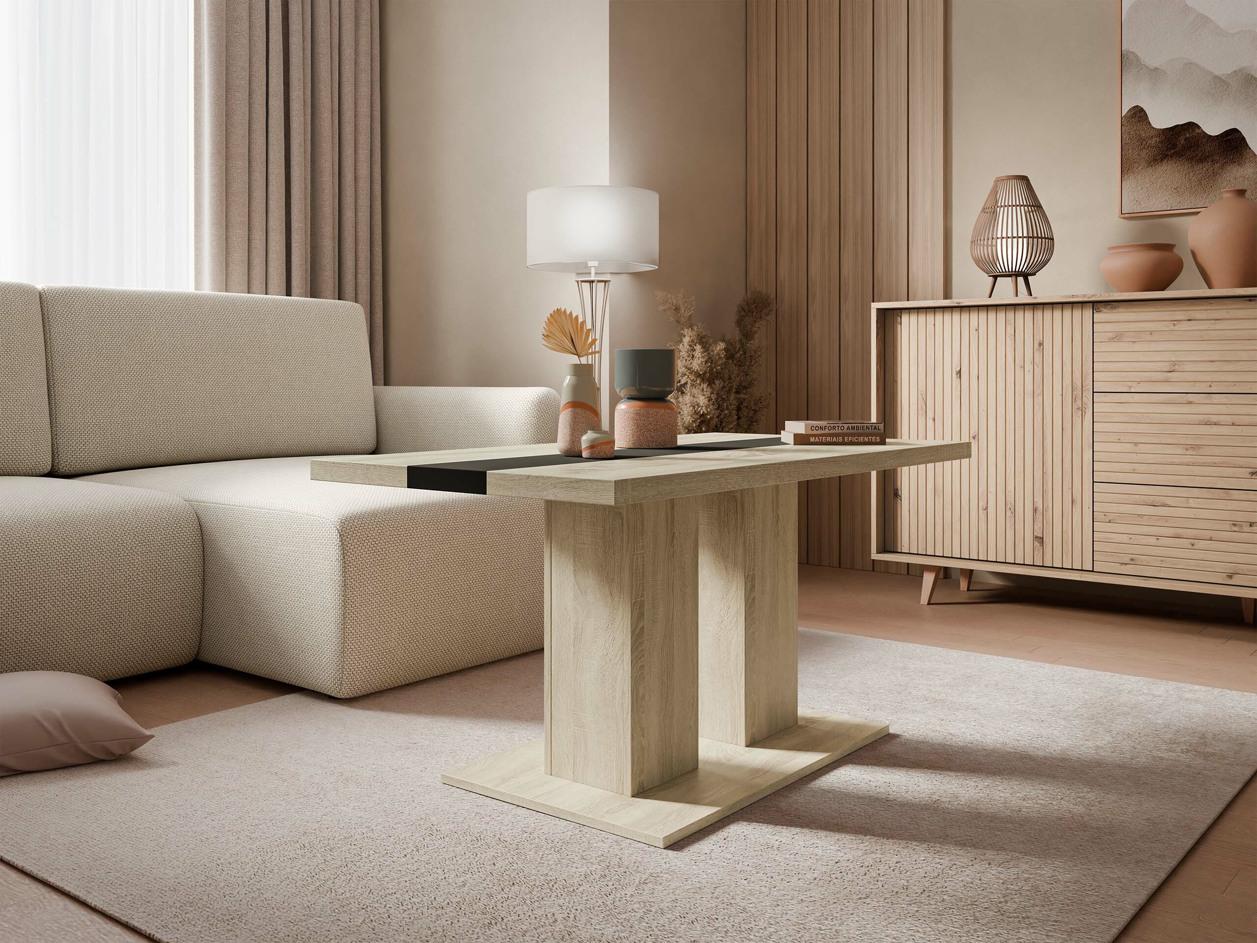 Mesa de centro Tucson 147 (Roble Sonoma + Negro)