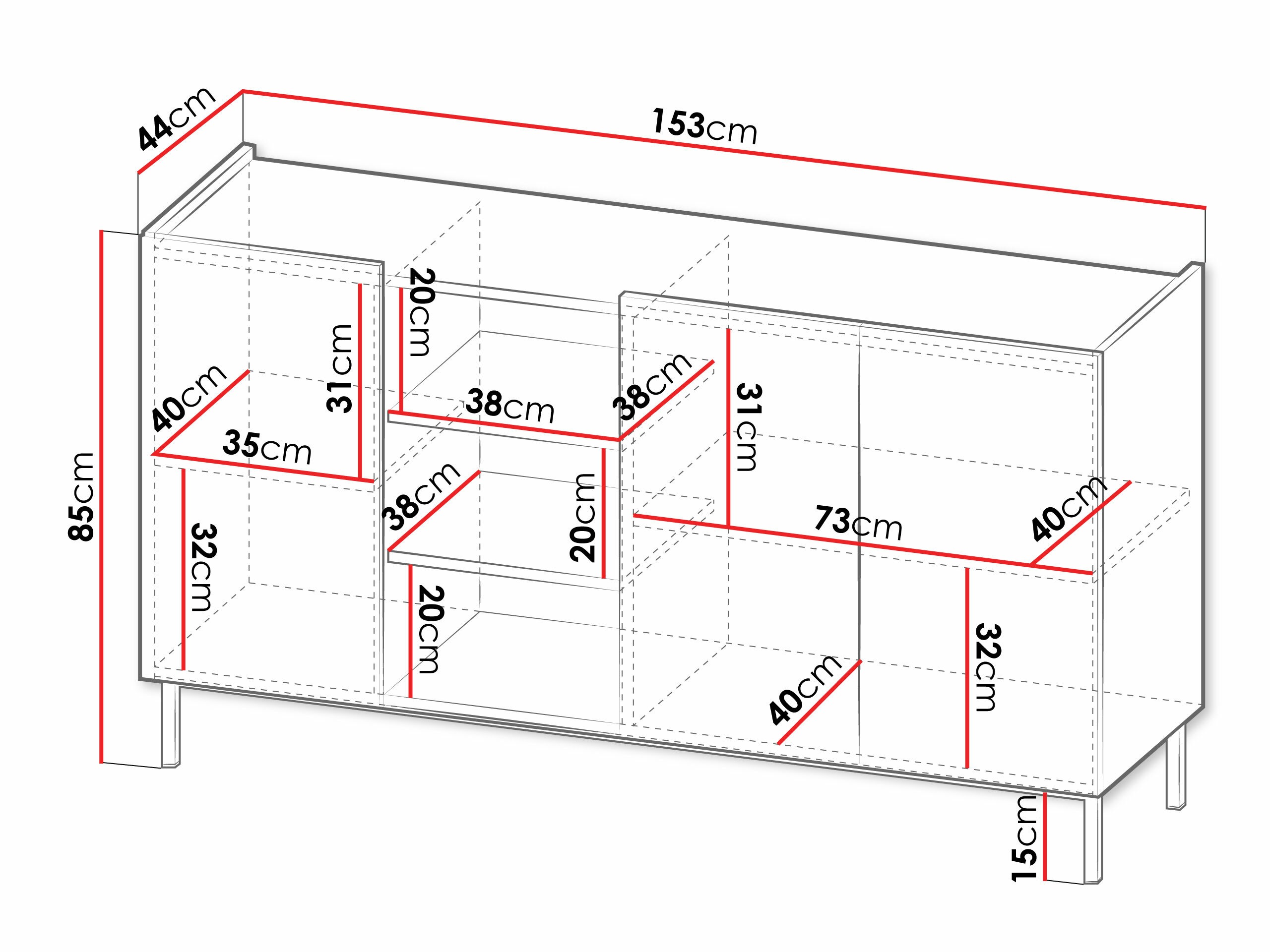 Aparador Veldome 100 (Cachemira + Roble)