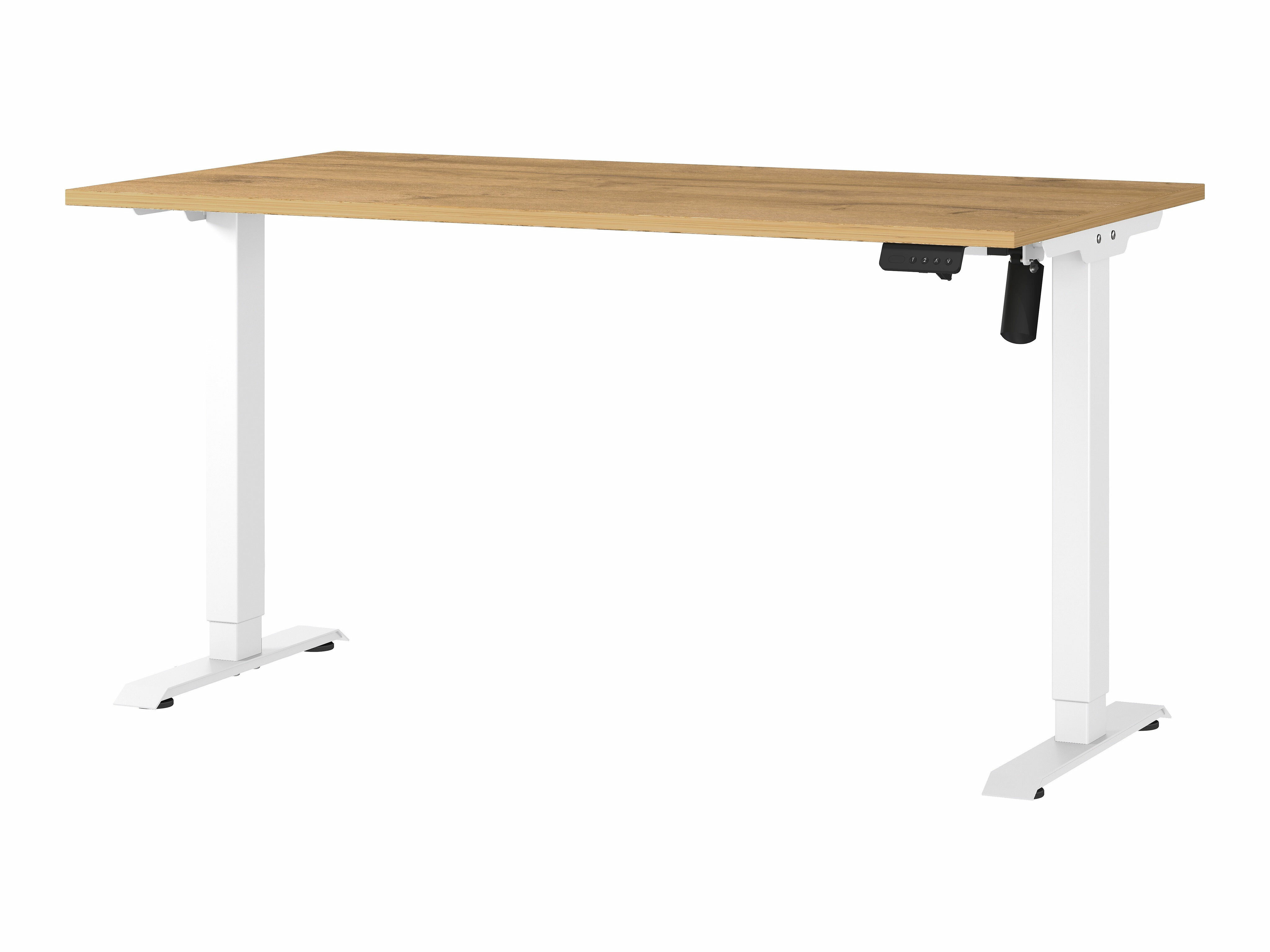 Escritorio de altura regulable Lartesi 116 (Roble nieto + Blanco)