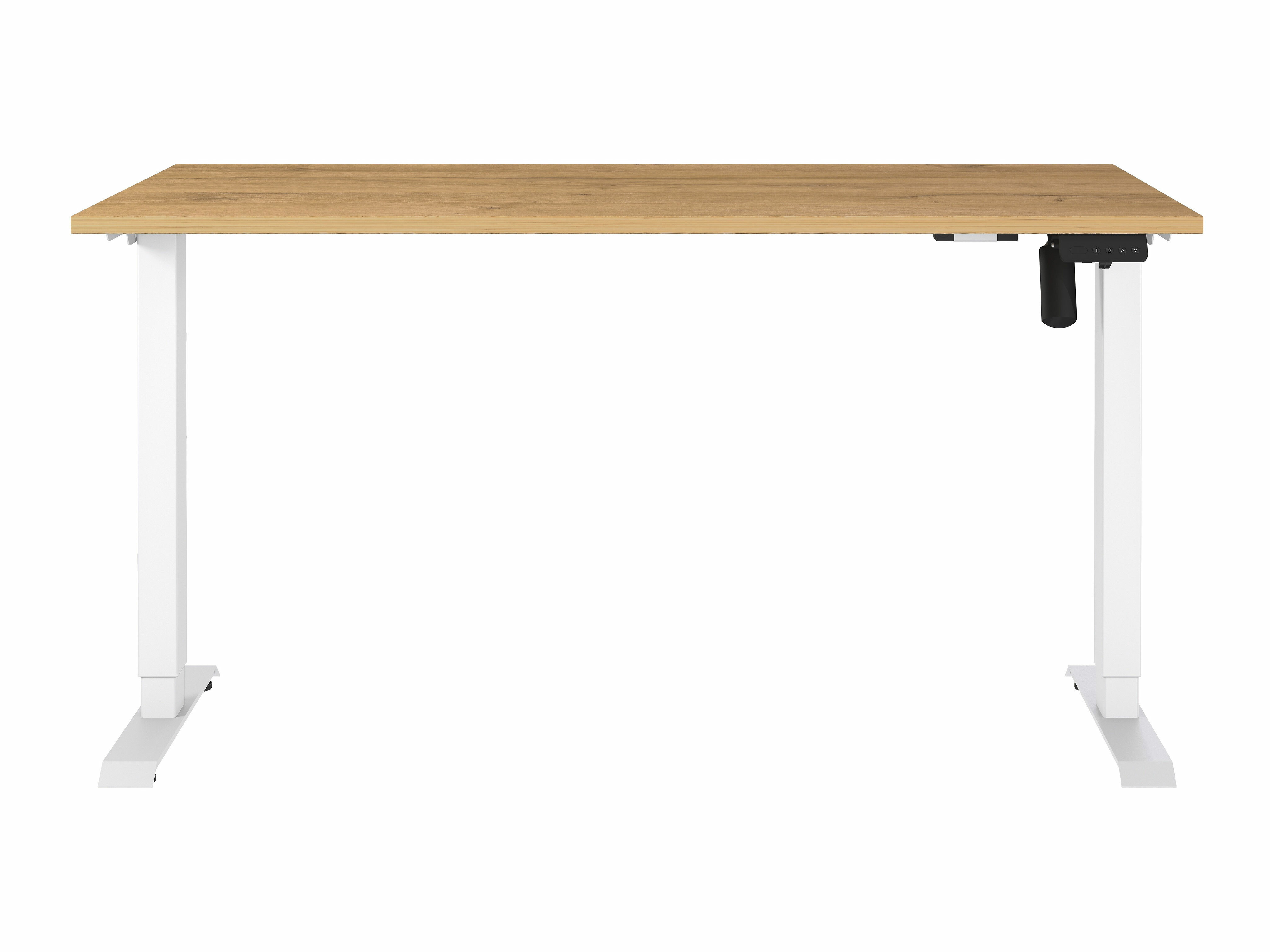 Escritorio de altura regulable Lartesi 116 (Roble nieto + Blanco)