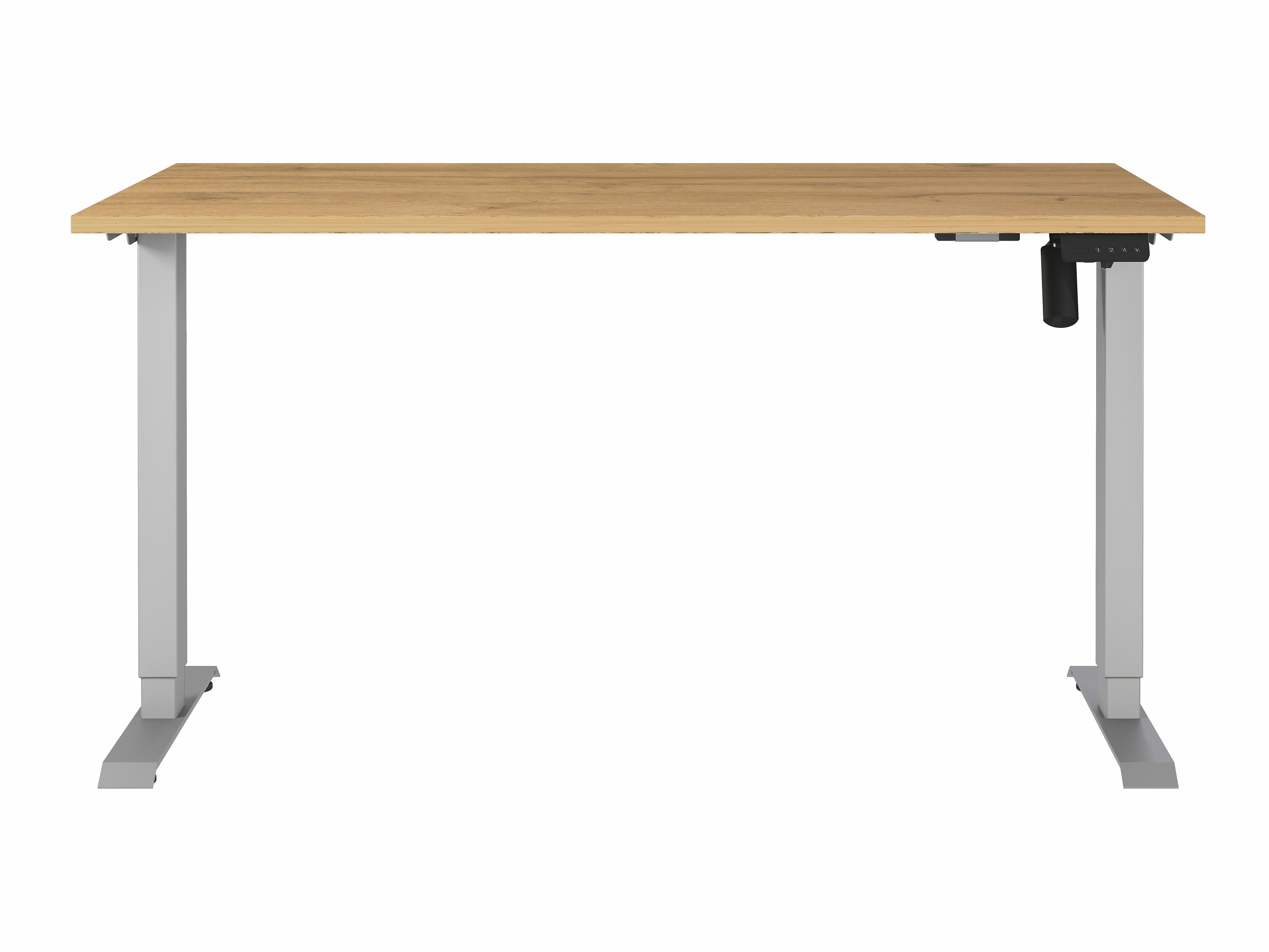Escritorio de altura regulable Lartesi 116 (Roble nieto + Plata)