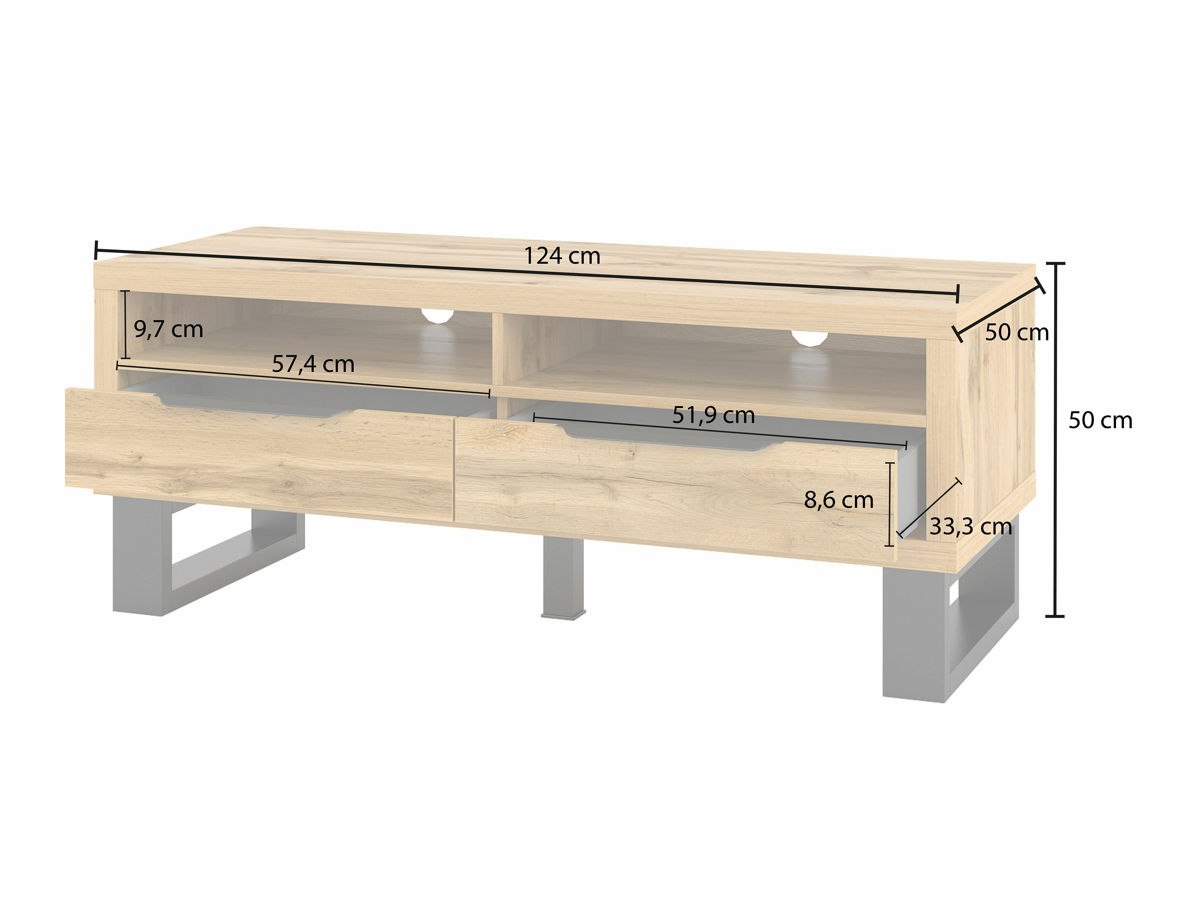 Mueble TV Avicavu 100 (Roble wotan + Negro)