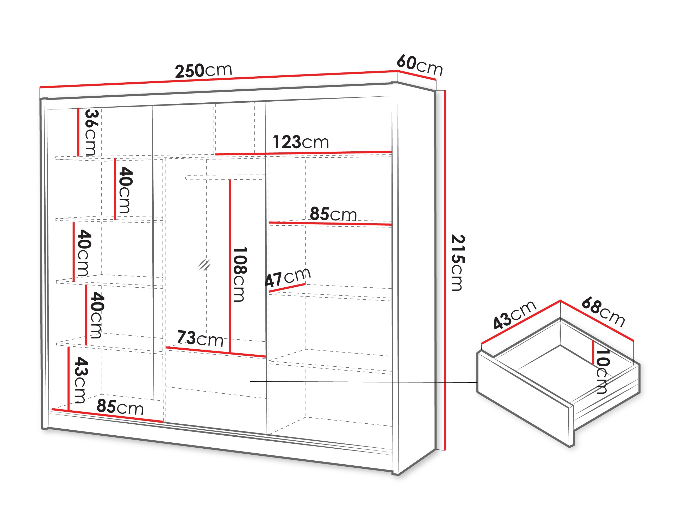 Armario Honolulu 275 (Roble wotan + Blanco)