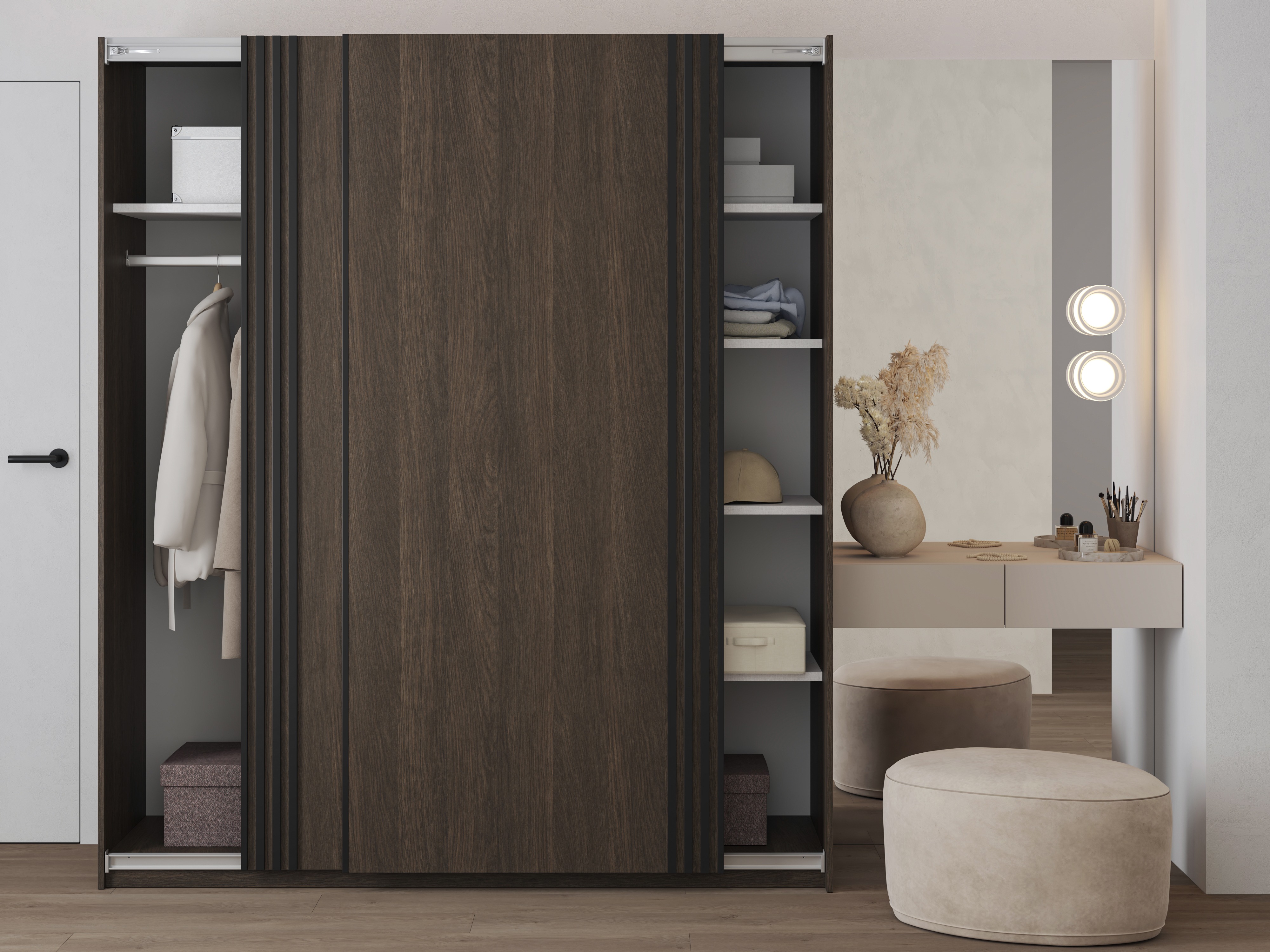 Armario Austin 372 (Roble oscuro + Negro)