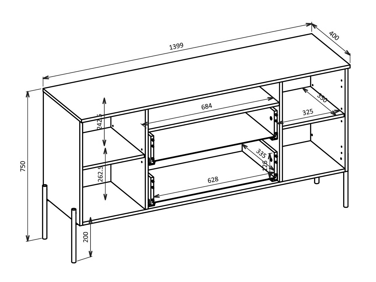 Cómoda Levtenu 114 (Roble + Cachemira)