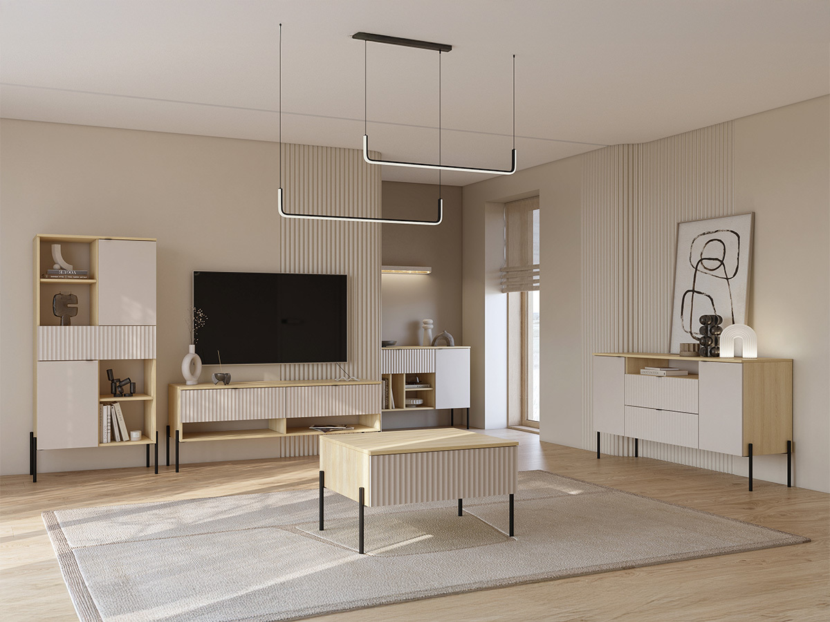 Cómoda Levtenu 115 (Roble + Cachemira)