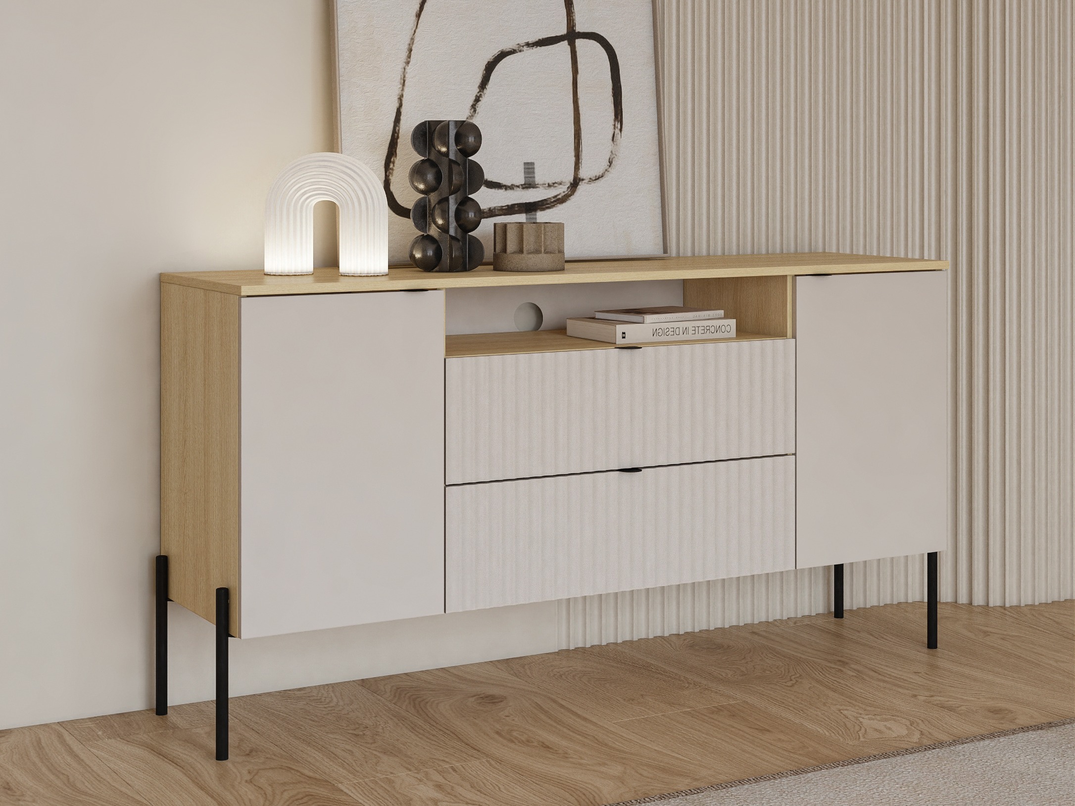 Cómoda Levtenu 115 (Roble + Cachemira)
