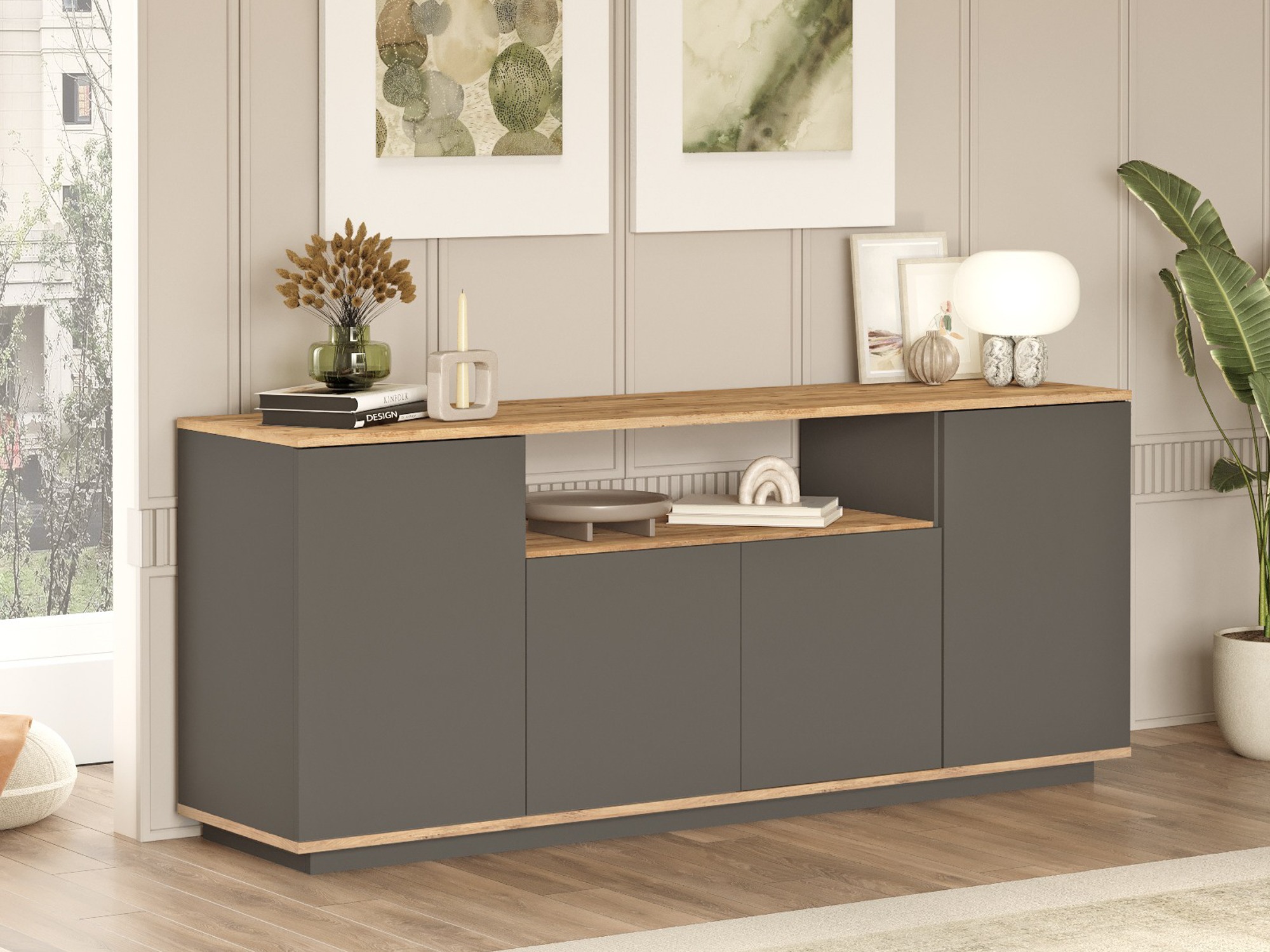 Aparador Kailua 2660 (Antracita + Pino)