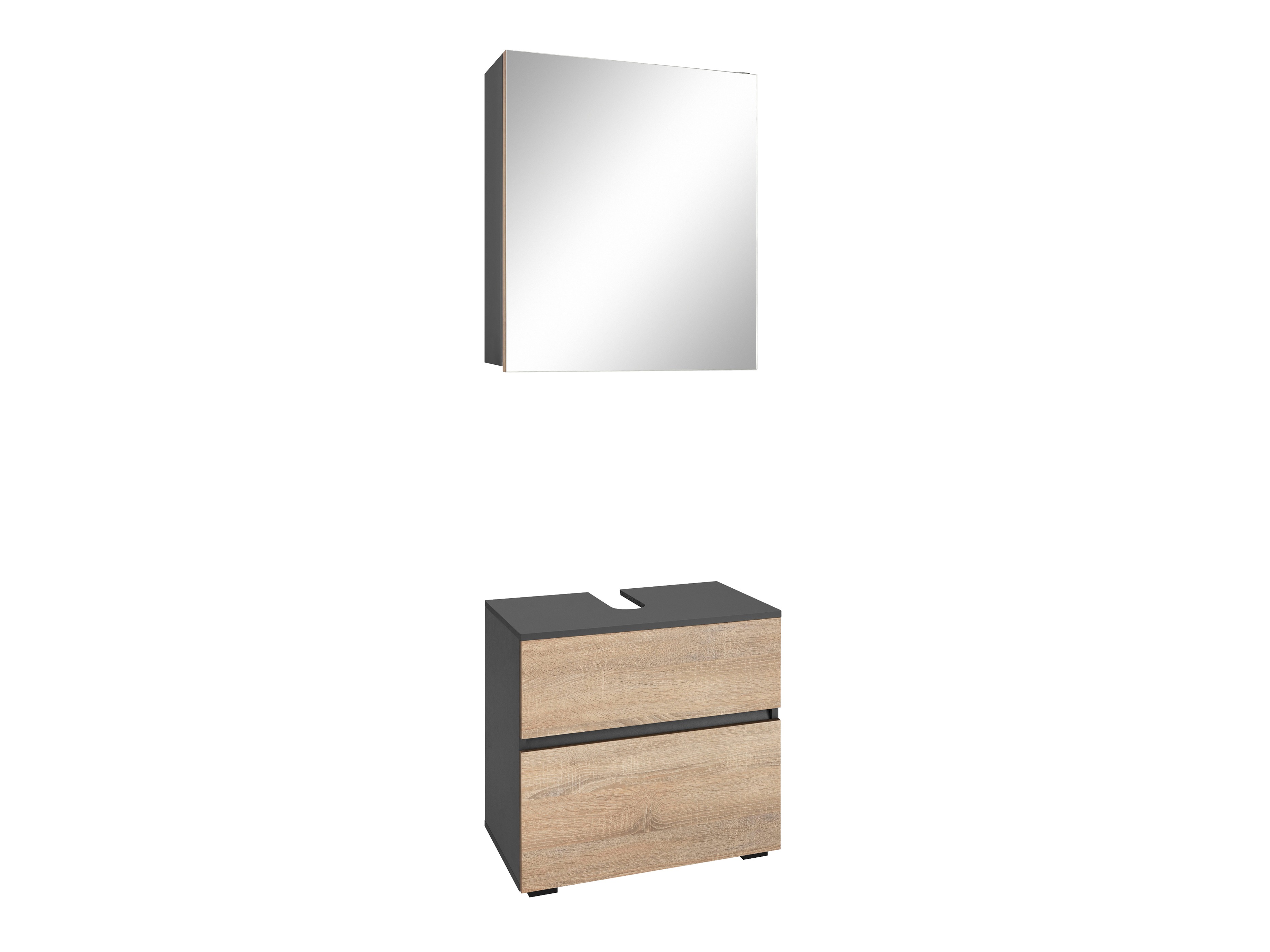 Conjunto de mueble de baño Soncamu 117 (Antracita + Roble)