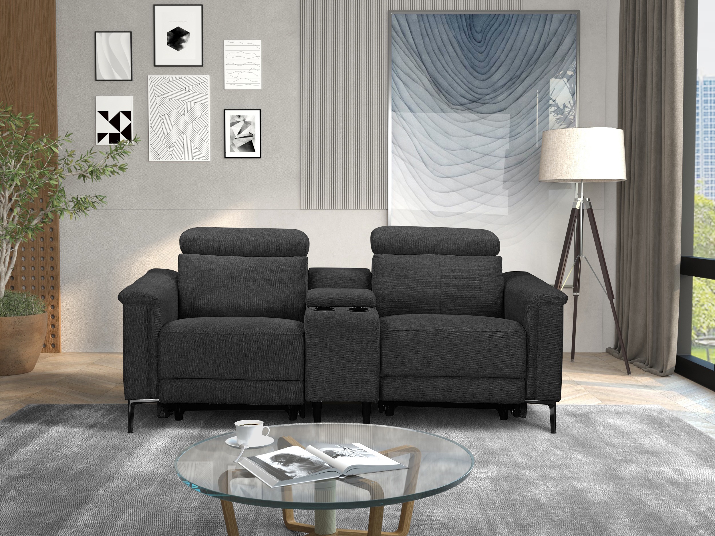 Sofá reclinable Denton 1468 (Gris oscuro)