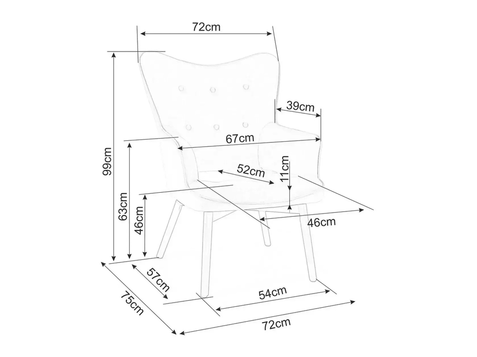 Sillón Detroit 864 (Gris oscuro)