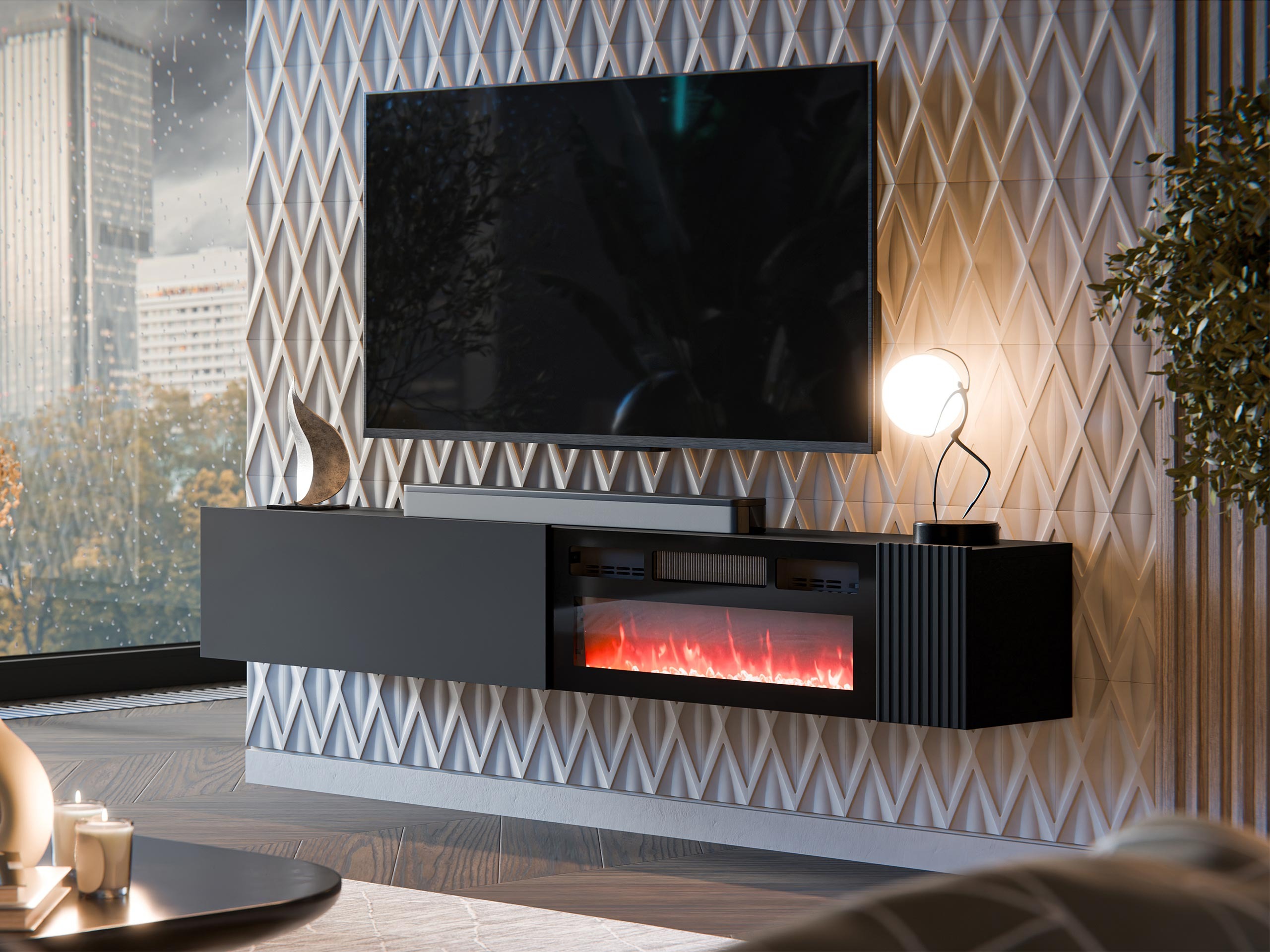 Mueble TV Calveru 110 (Negro)