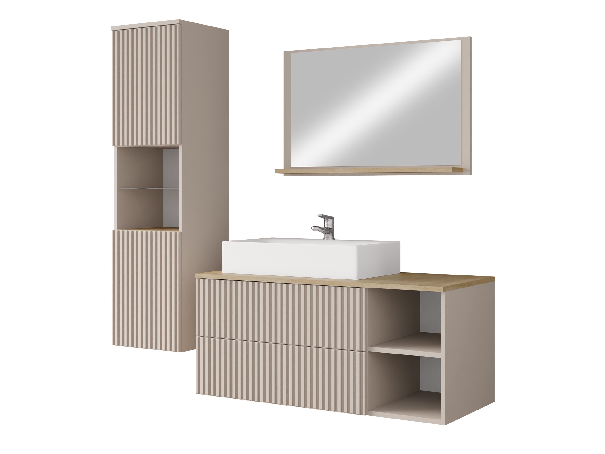 Conjunto de mueble de baño Nauta I (Cachemira + Roble)